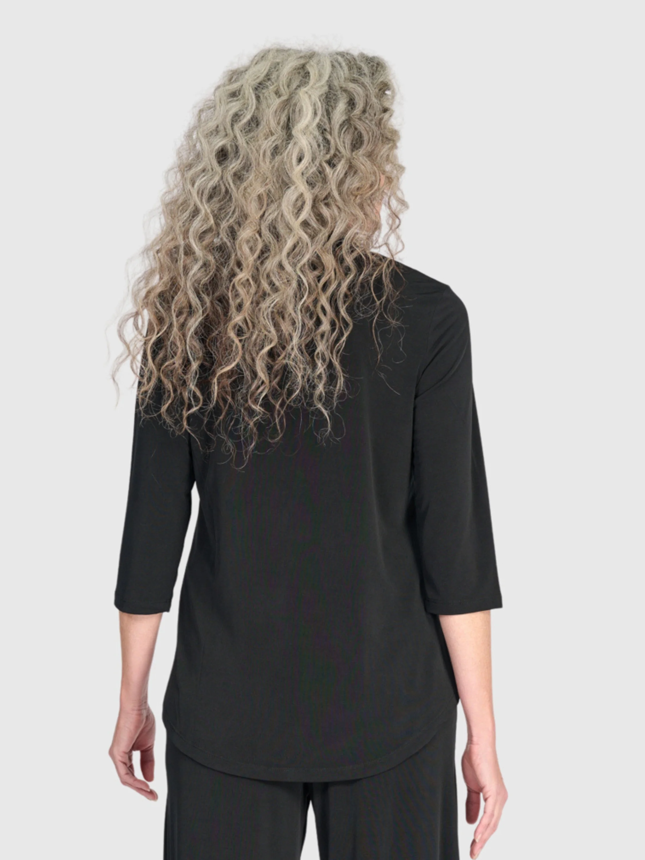 Matte Jersey V-Neck Top in Black