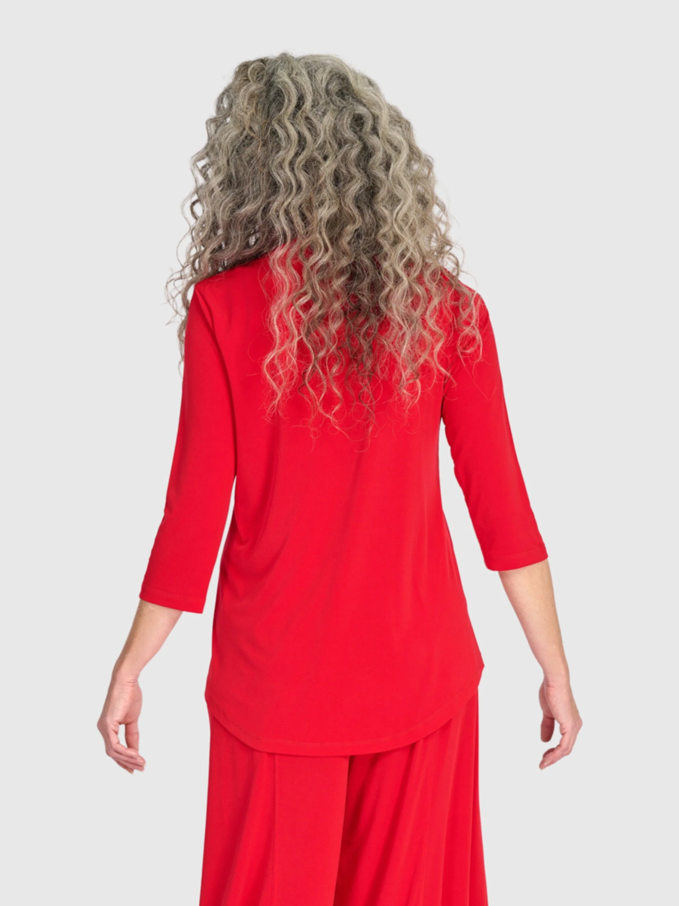 Matte Jersey V-Neck Top in Red