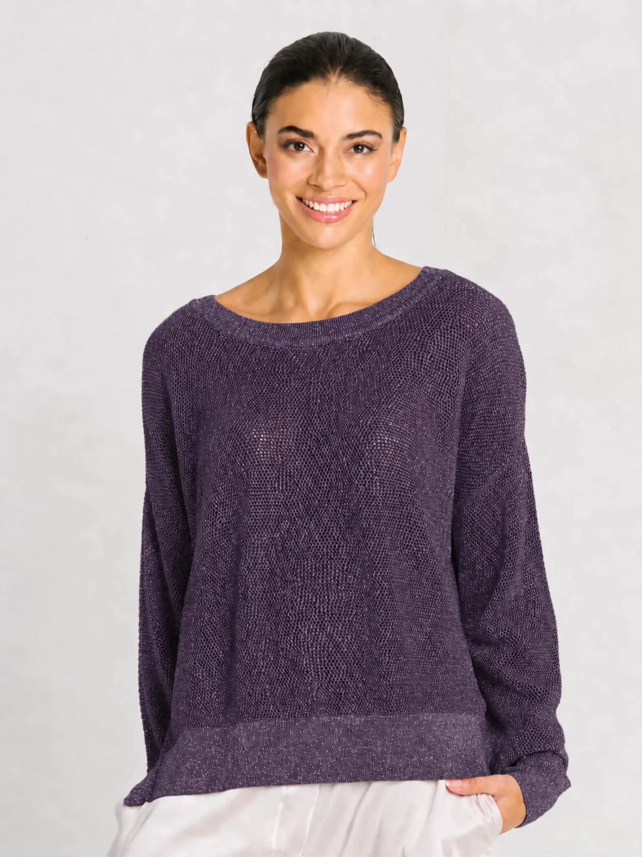 Metallic Mini Seed Stitch in Plum/Silver