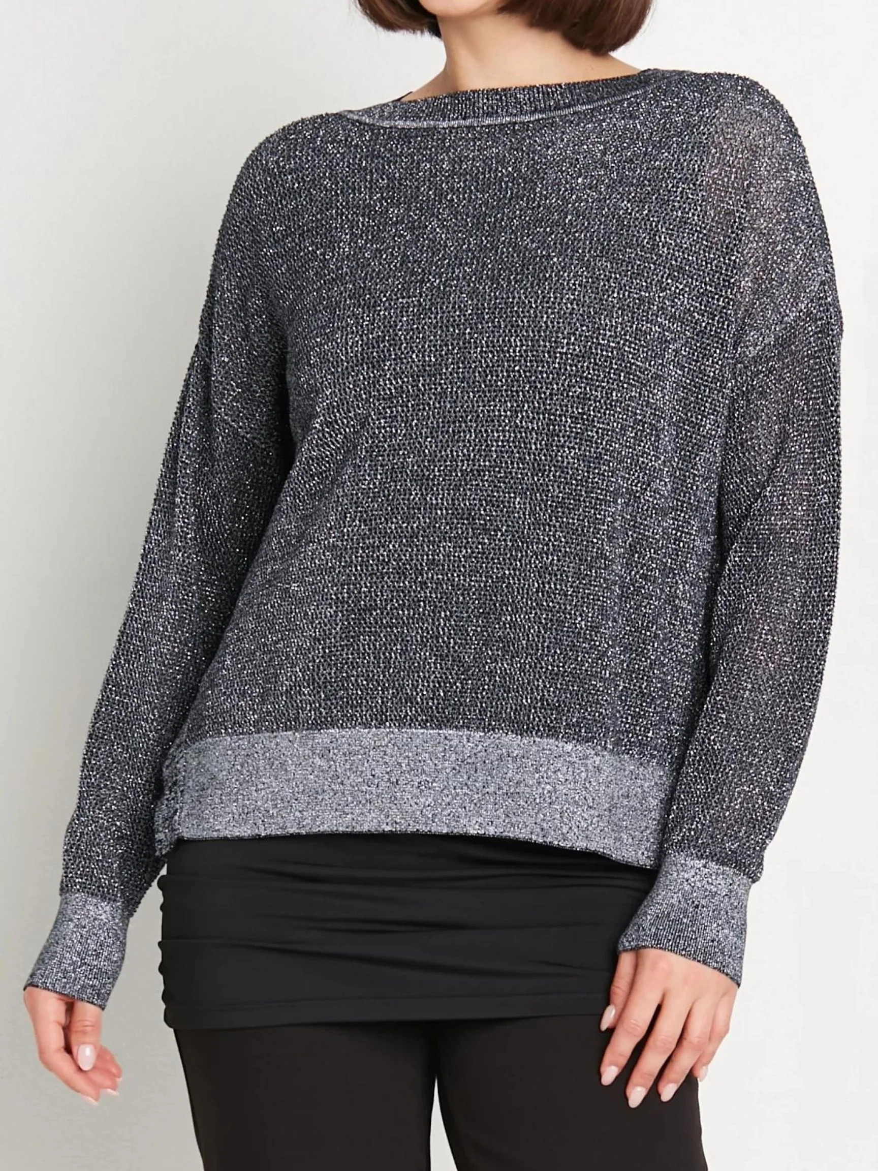 Metallic Mini Seed Stitch in Black/Silver