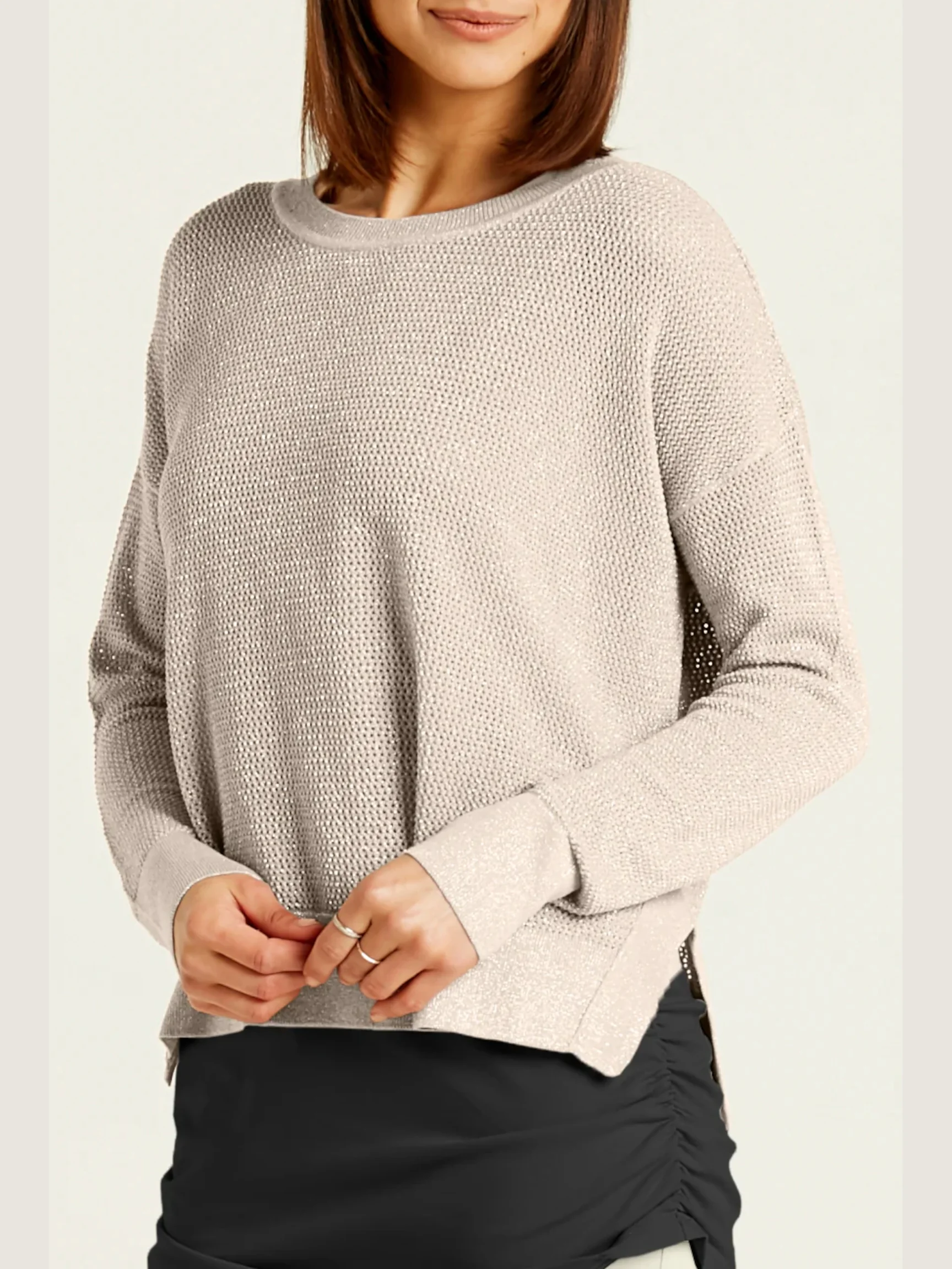 Metallic Mini Seed Stitch in Blush/Silver