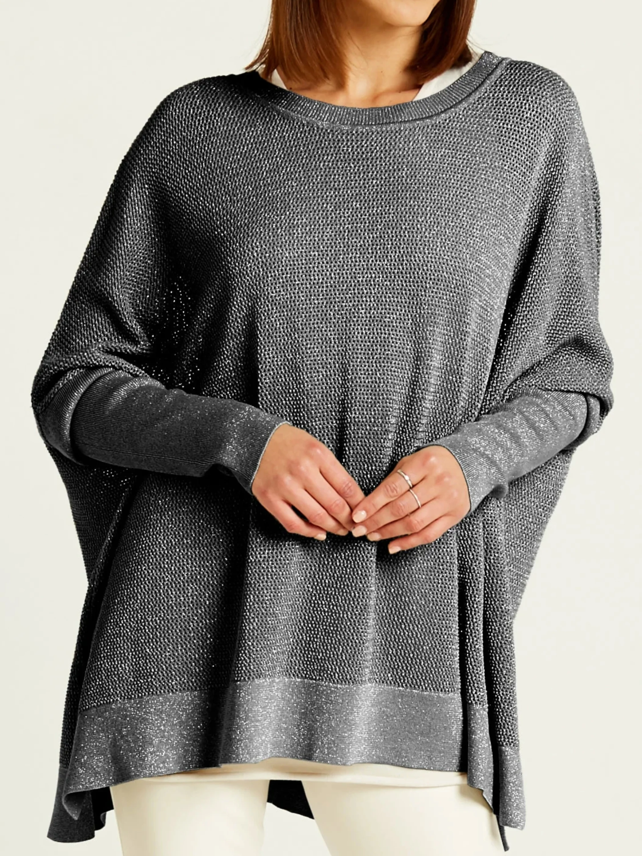 Metallic Seed Stitch in Black/Silver