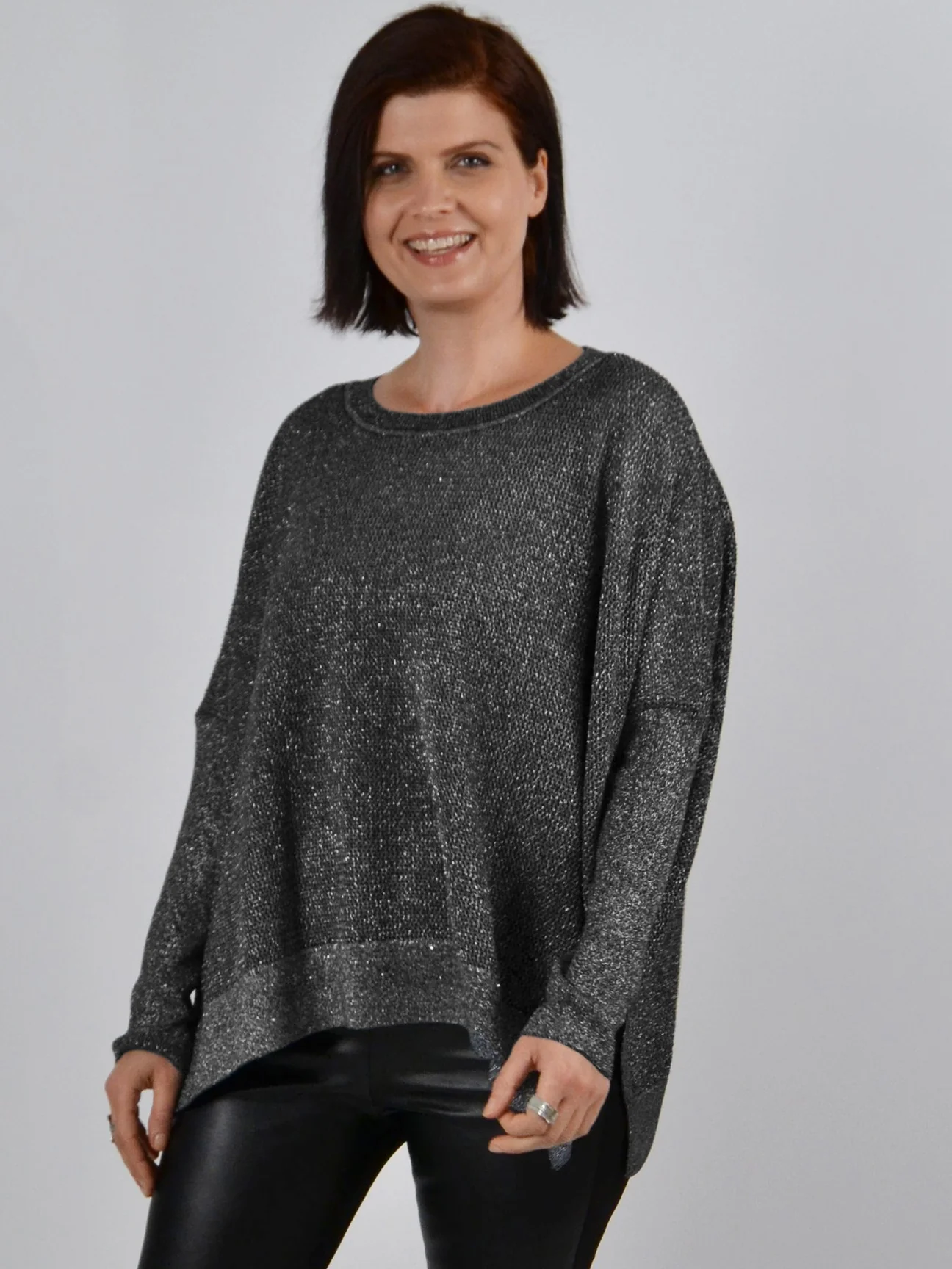 Metallic Seed Stitch in Black/Silver