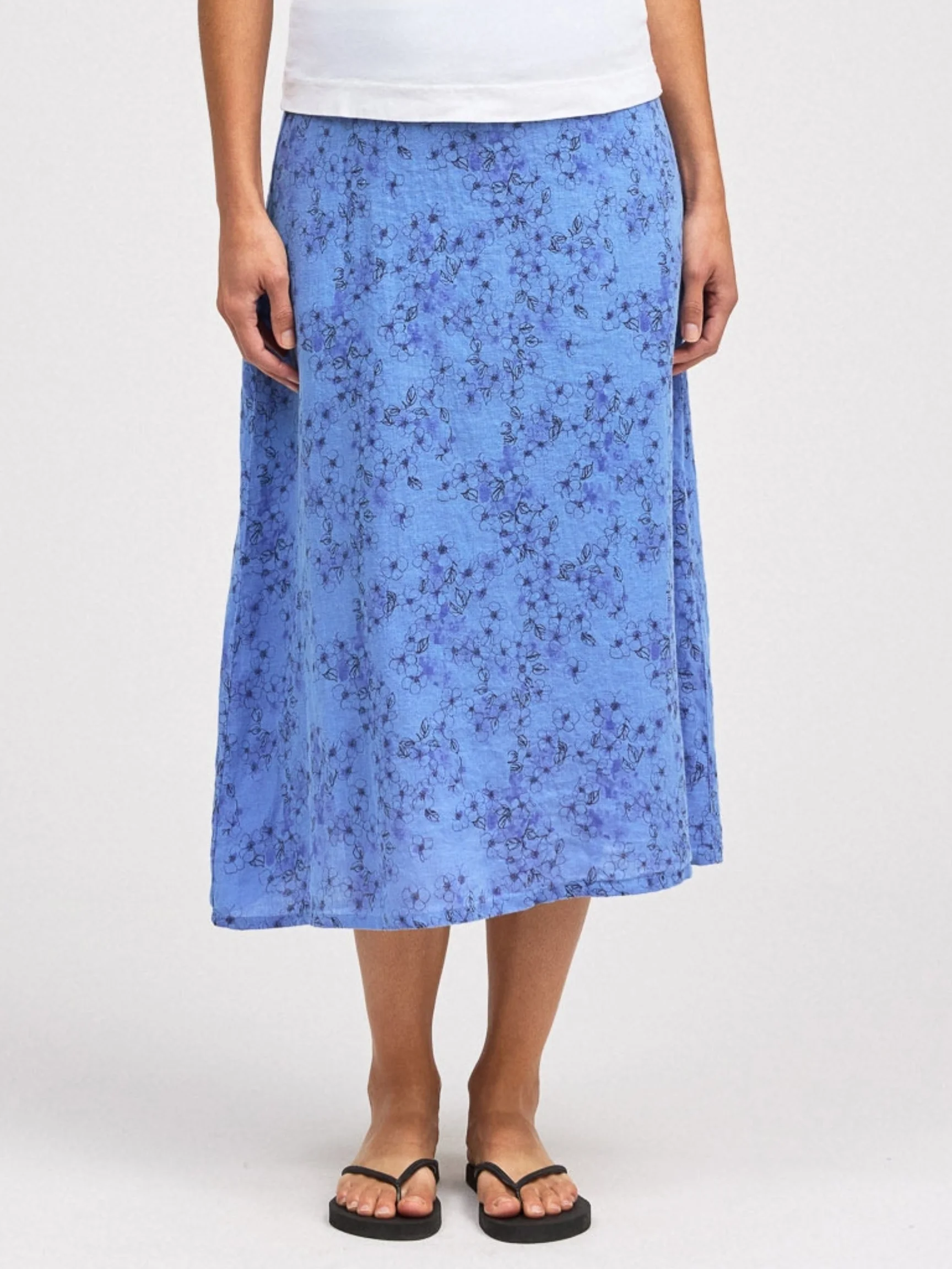 Midi Aline Skirt in Forget Me Not