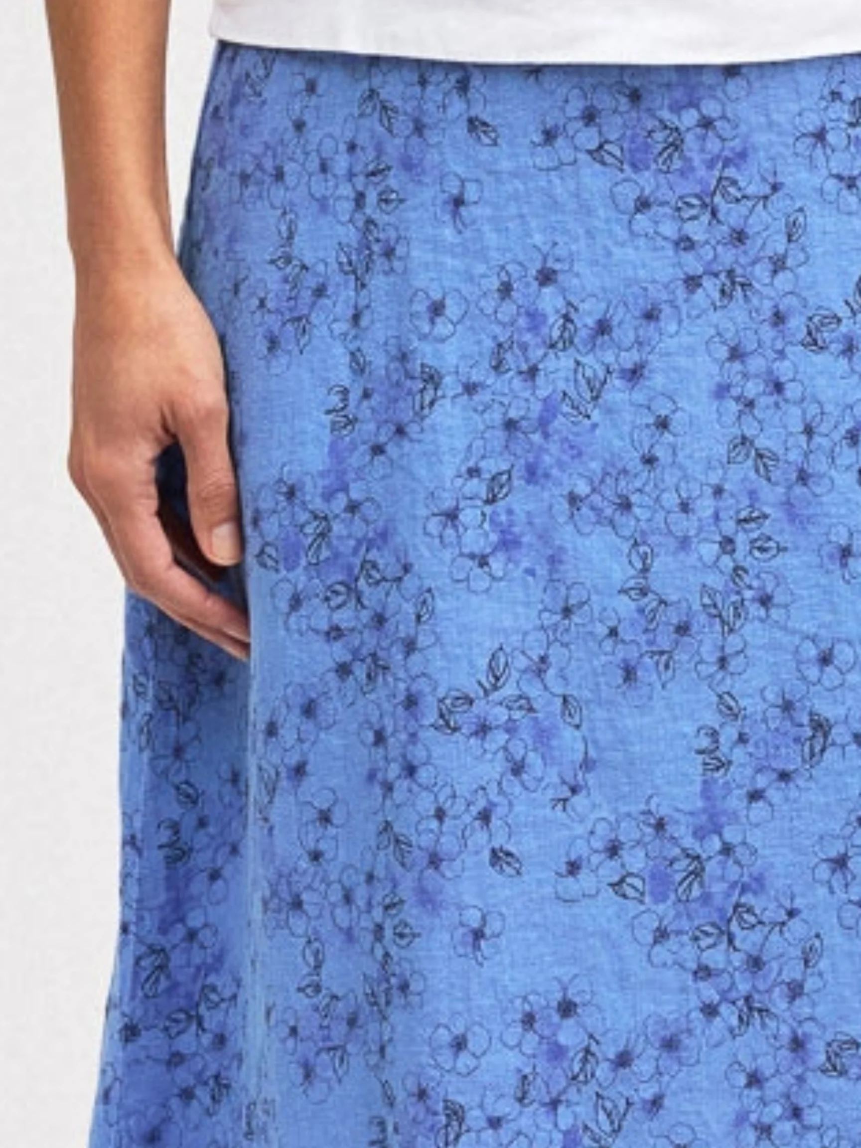 Midi Aline Skirt in Forget Me Not