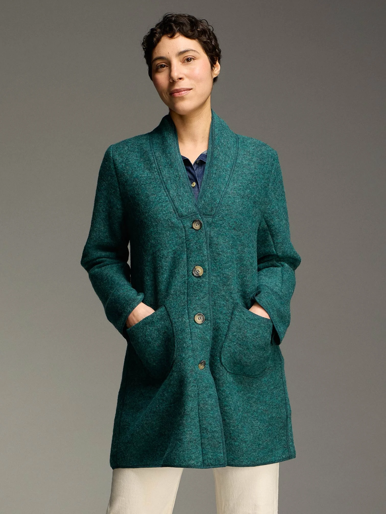 Midi Length Coat in Moonbeam