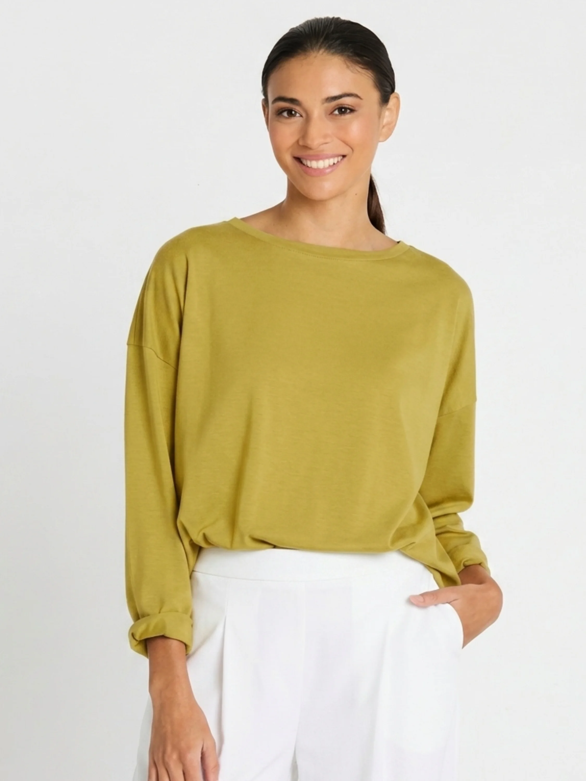 Mini Luxury Boxy T in Pea
