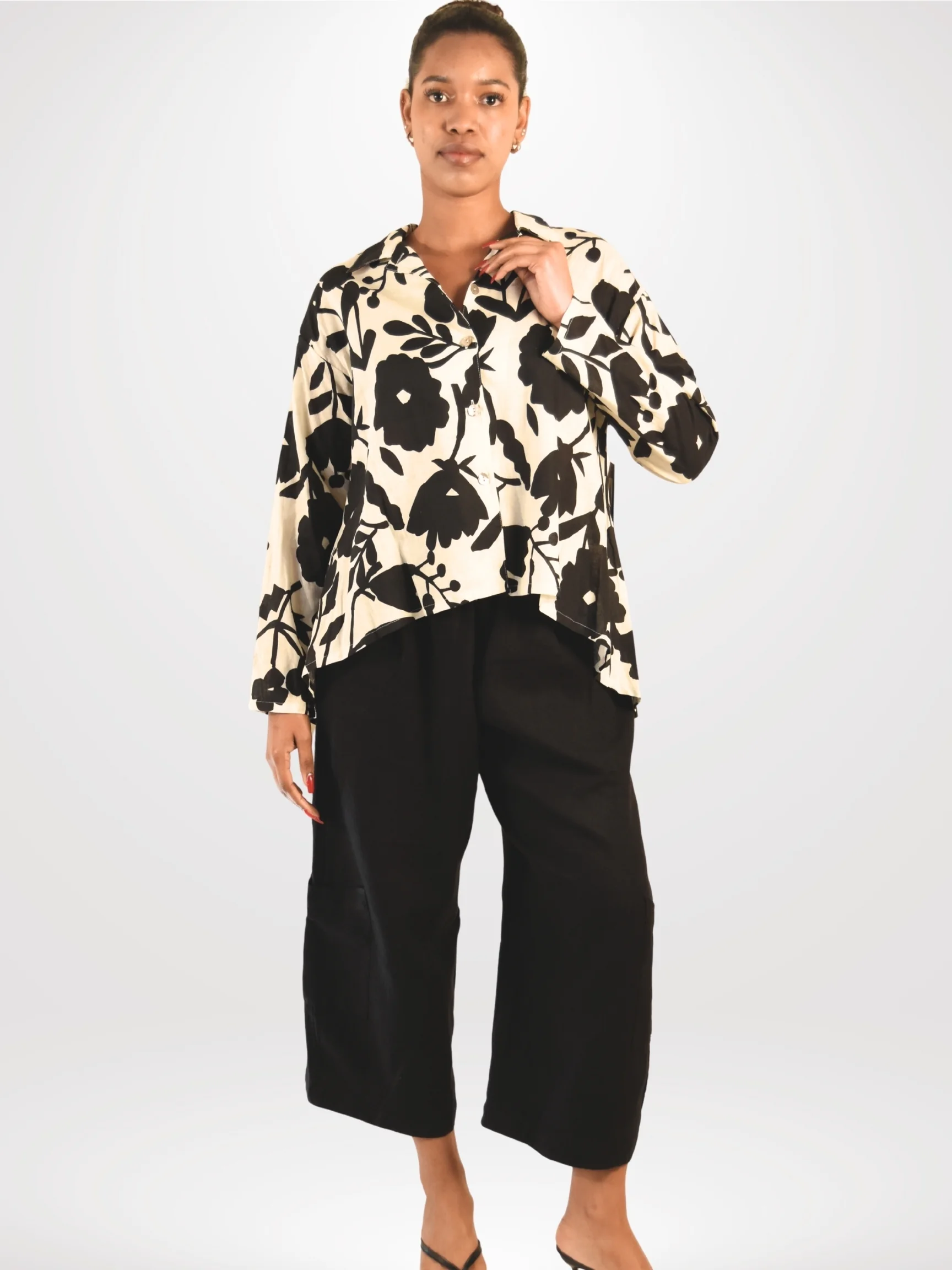 Miriam Shirt in Avorio/Nero