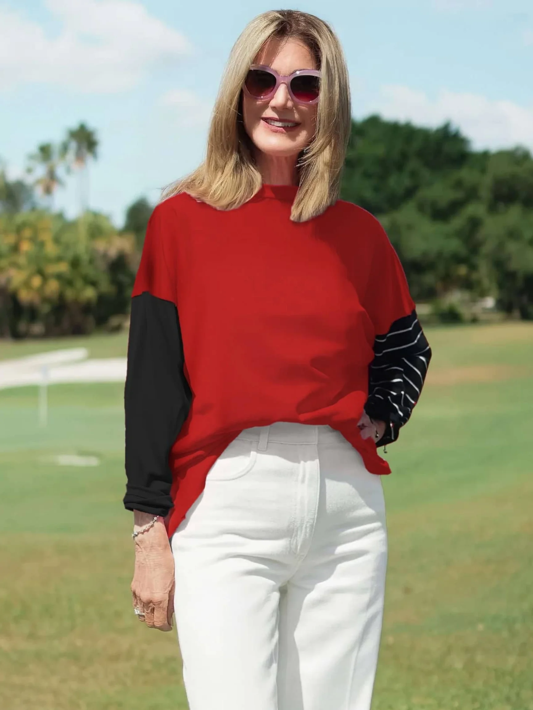 Mixed Up Boxy T in Chili/Black