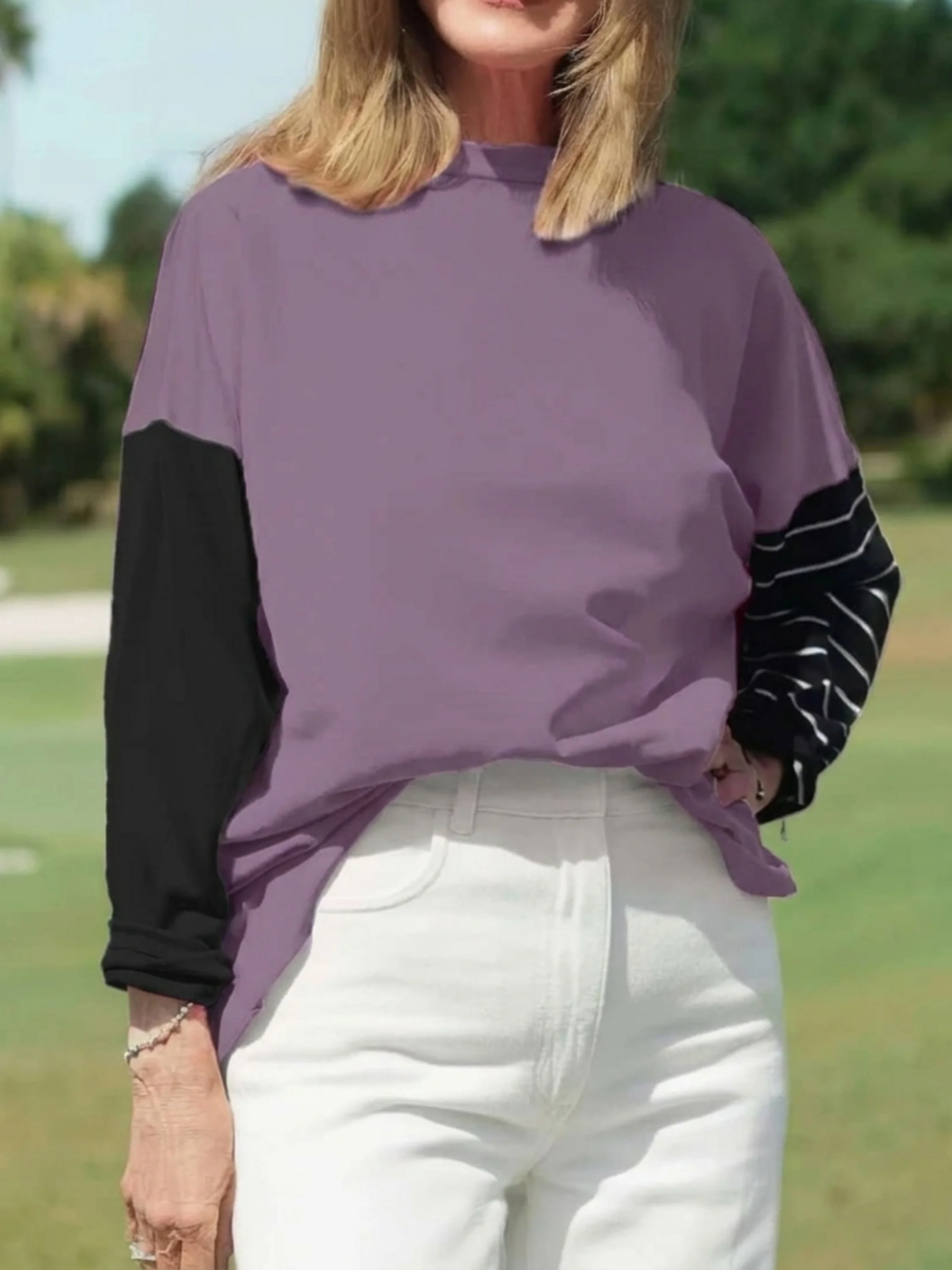 Mixed Up Boxy T in Amethyst