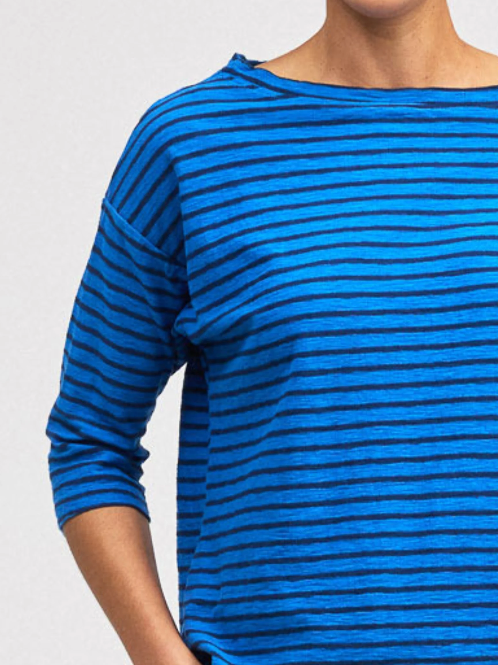 Mock Boatneck Tee in Vivid Blue