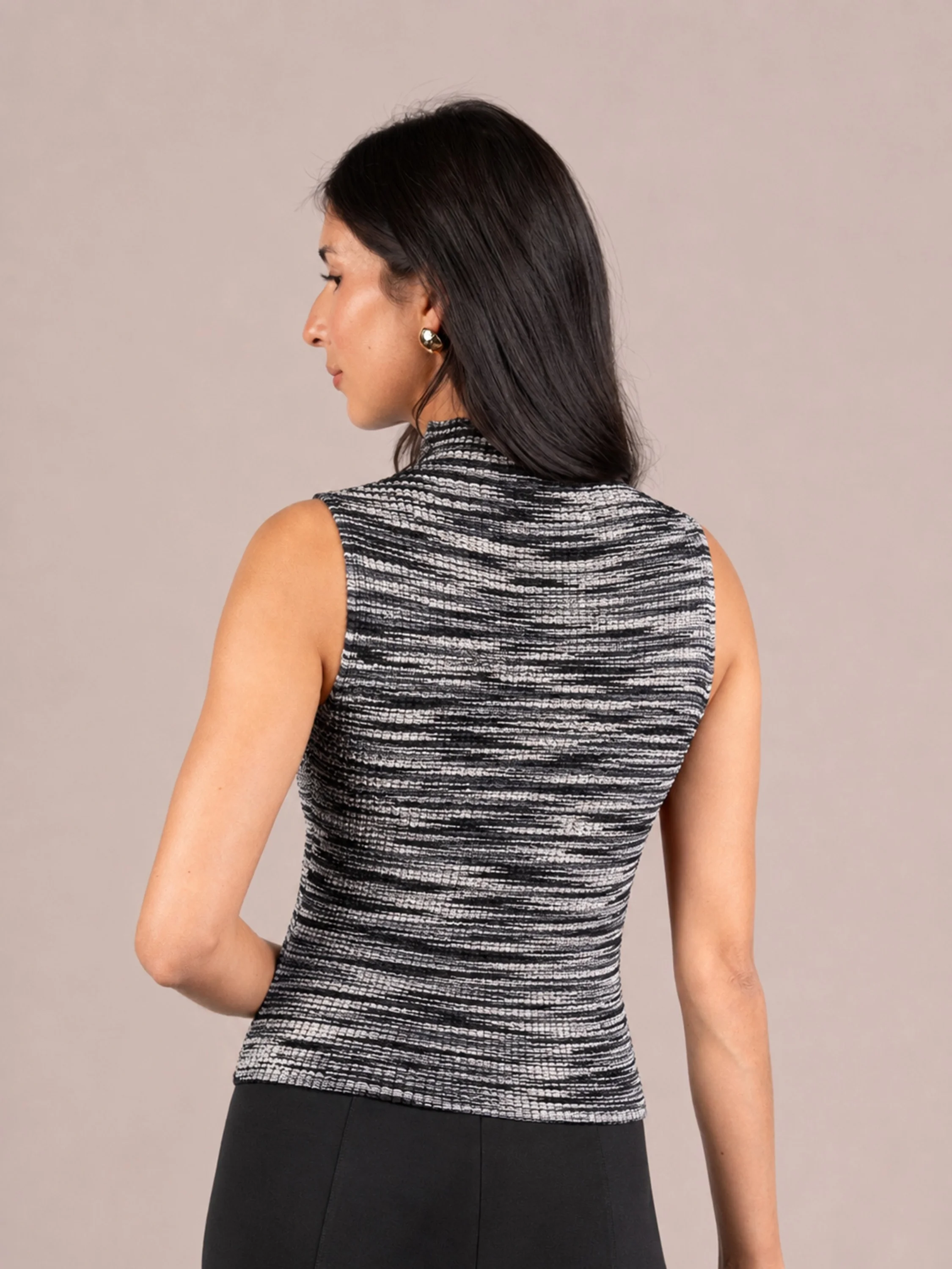Mock Neck Tank in Black Multi