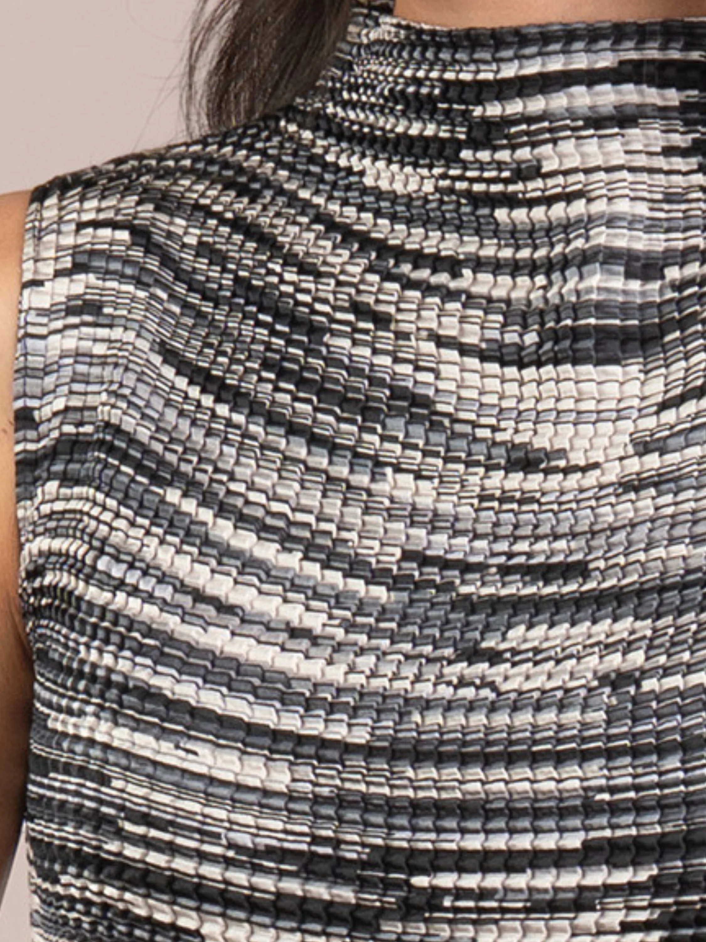 Mock Neck Tank in Black Multi
