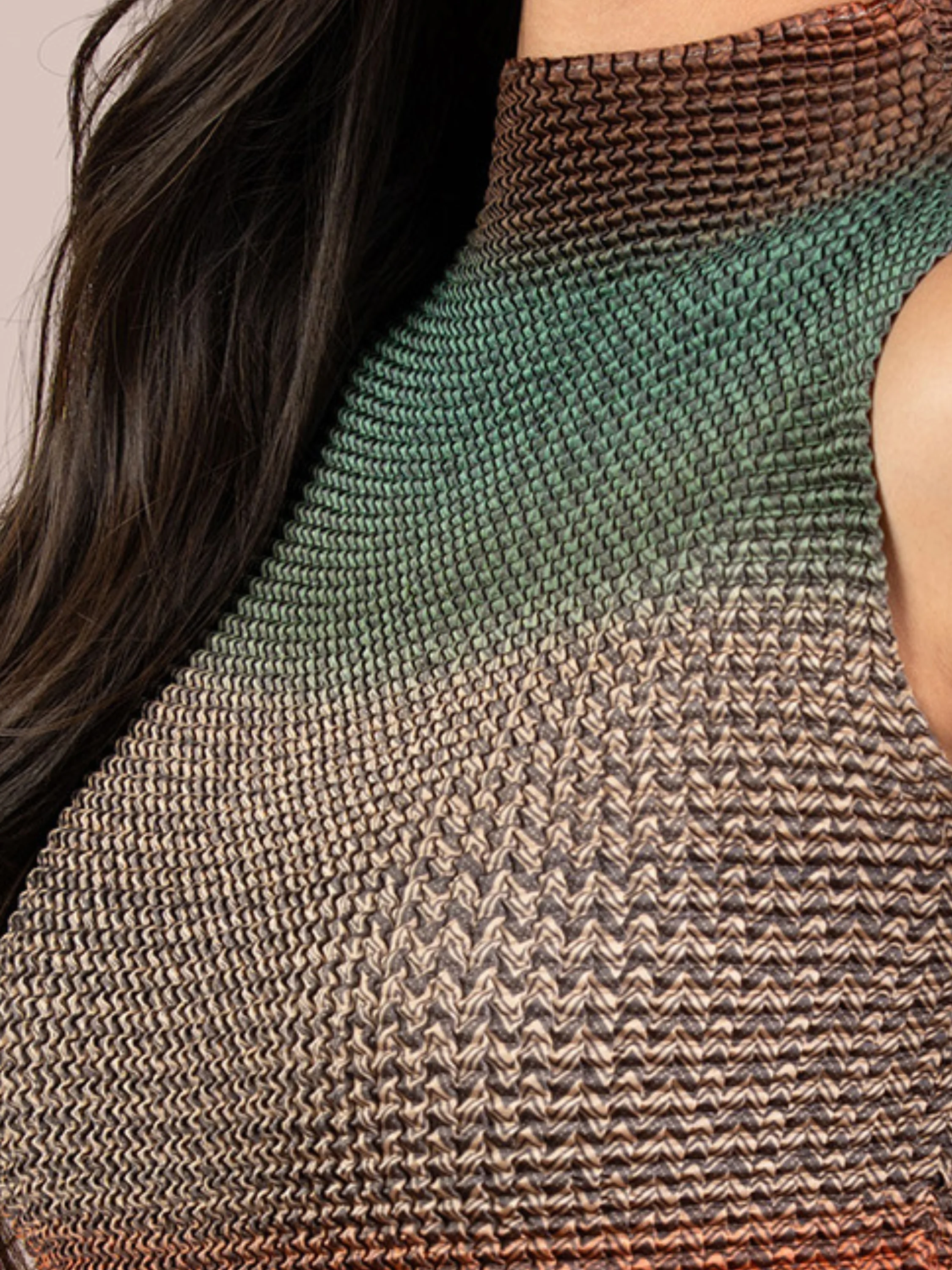 Mock Neck Tank in Green Multi