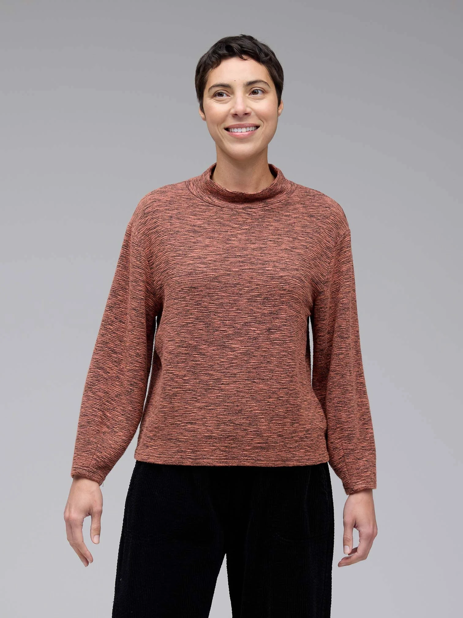 Mock Neck Top in Tandoori