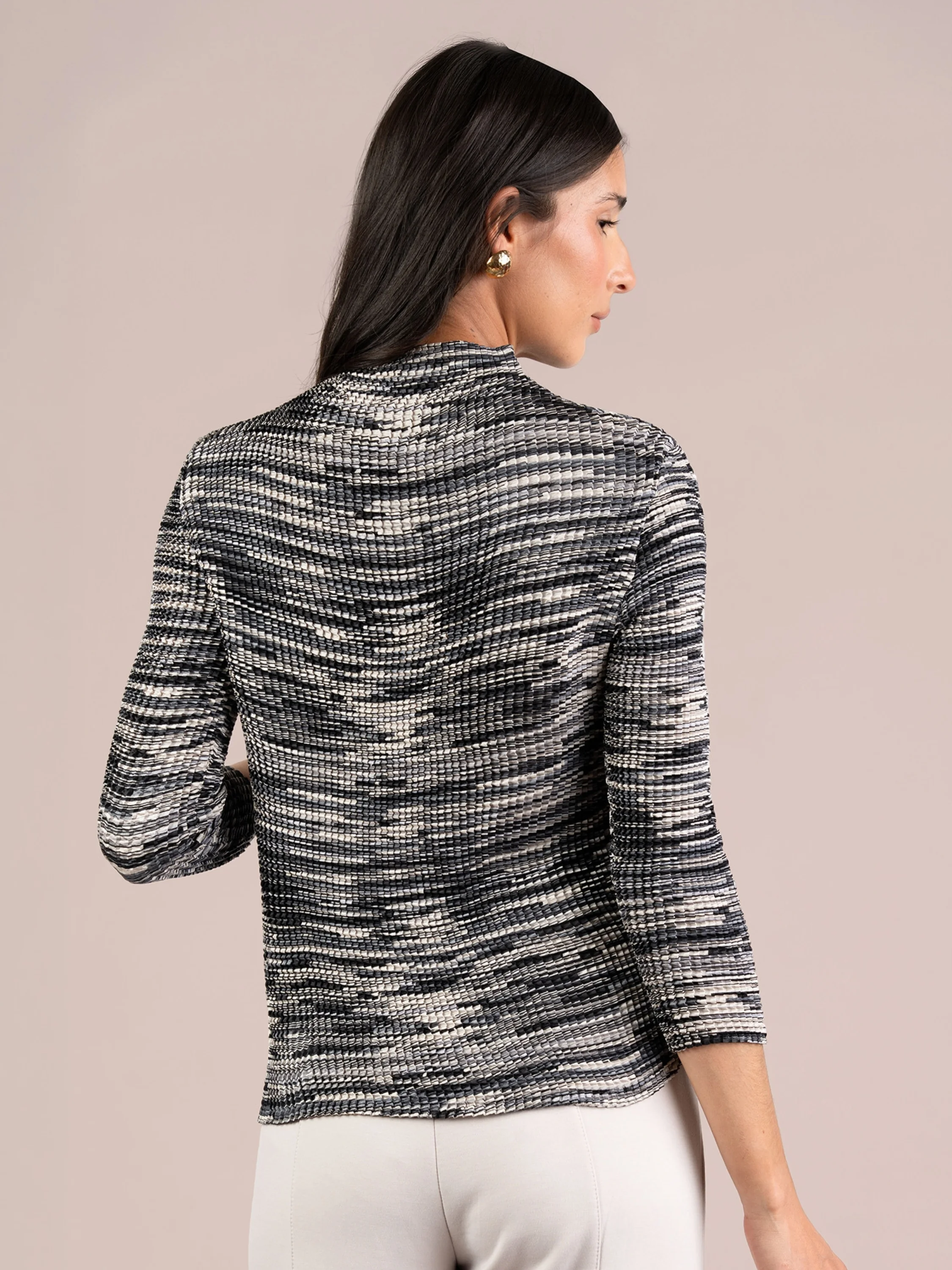 Mock Neck Top in Black Multi