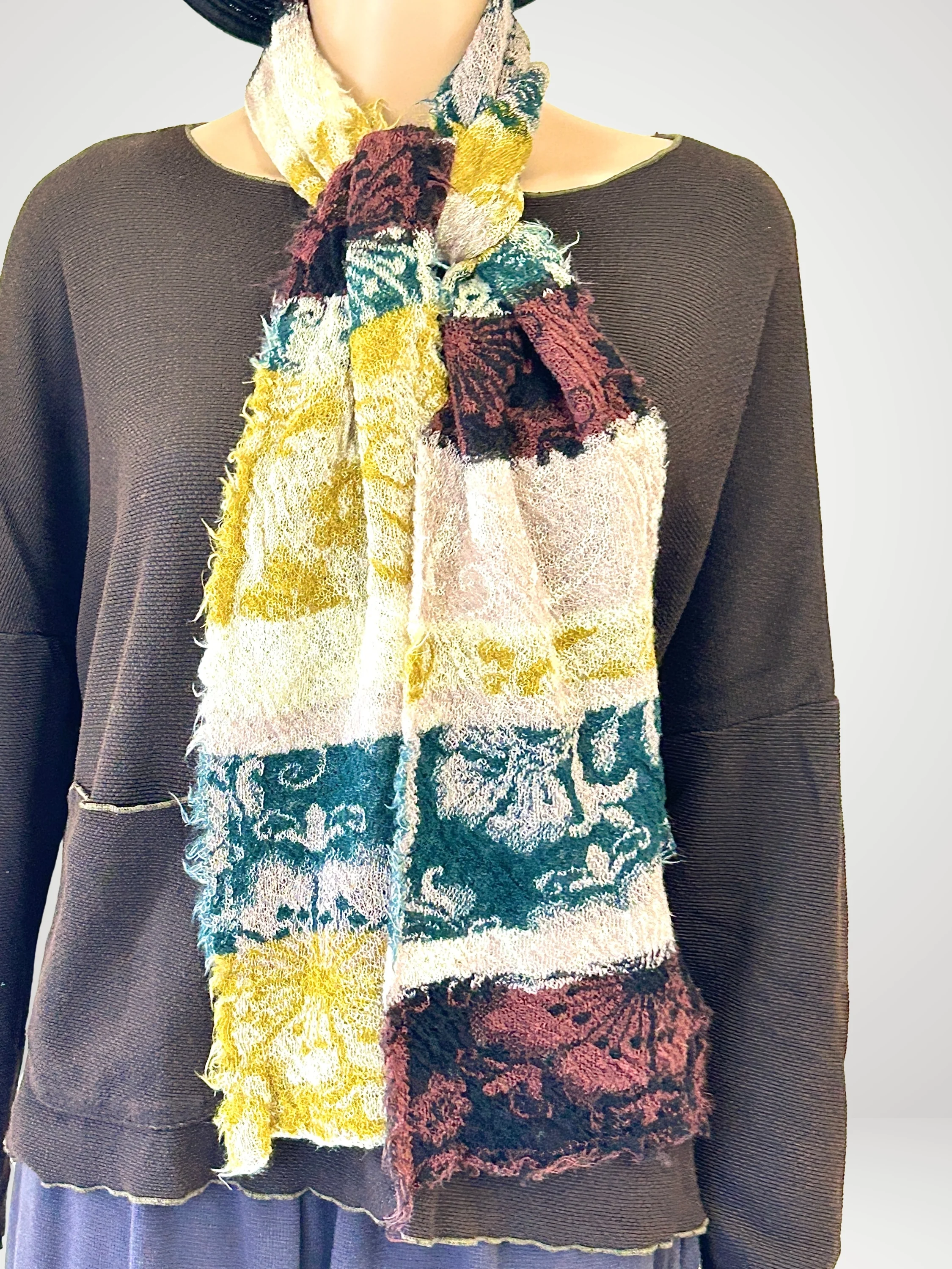 Mosaic Wool Scarf in Yellow