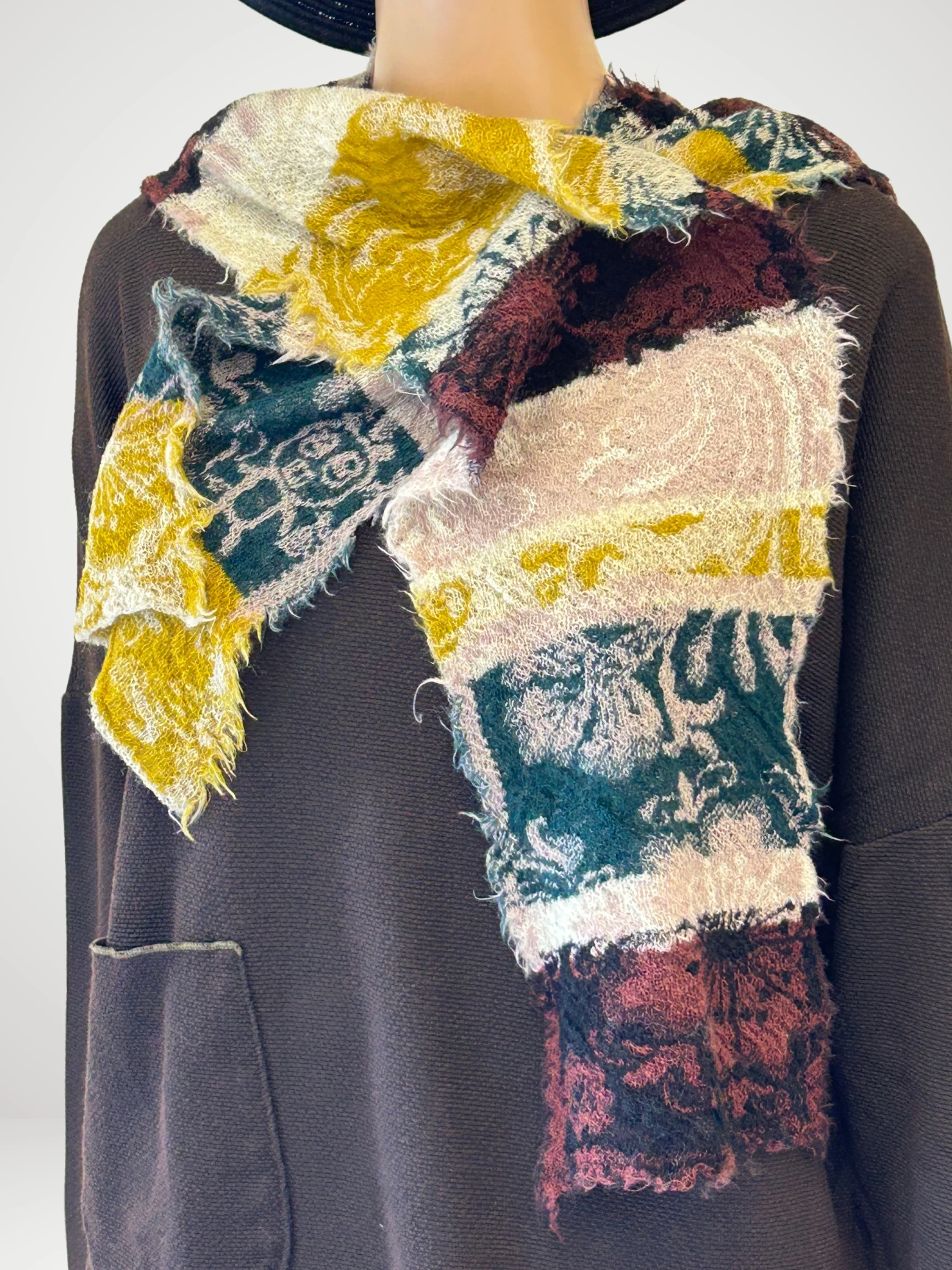 Mosaic Wool Scarf in Yellow
