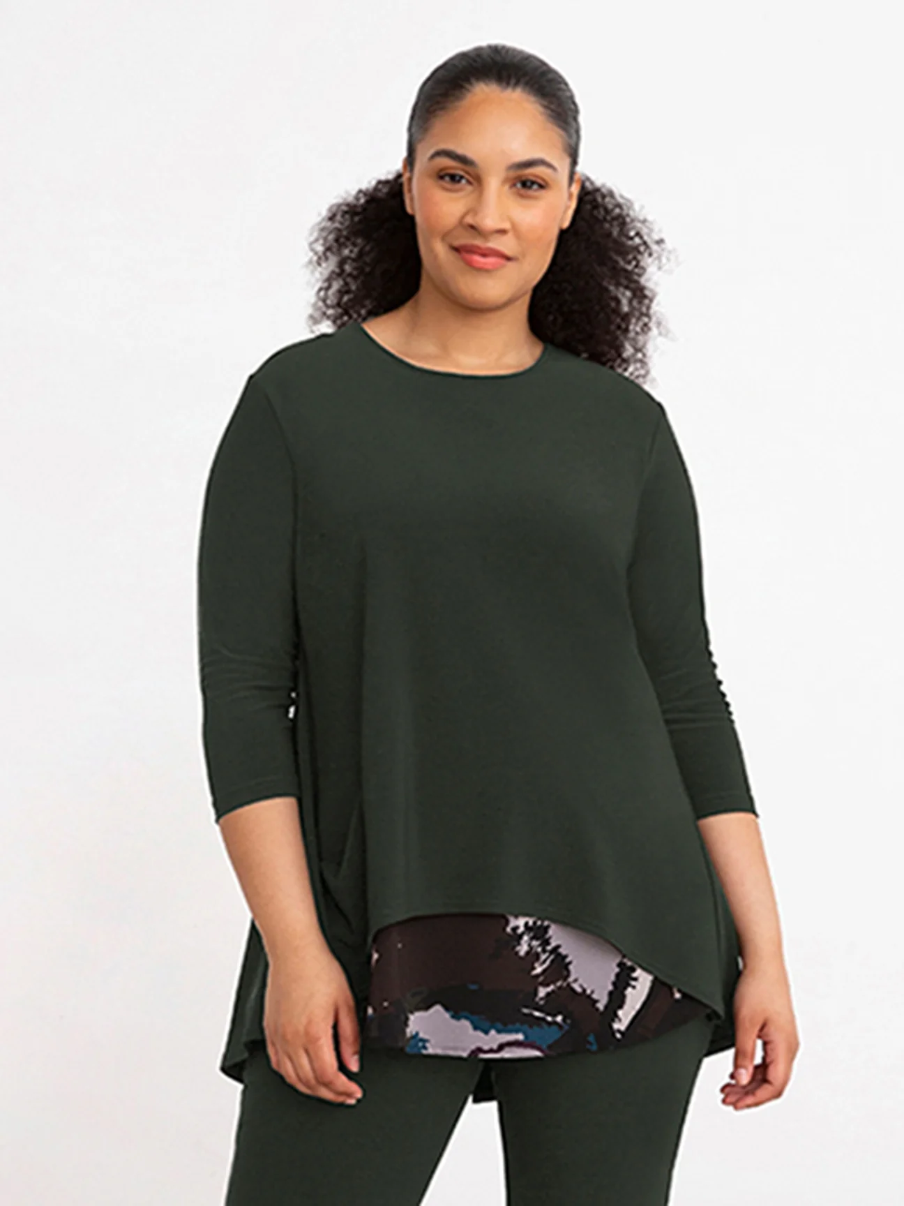Nu Whisper Split Back Top in Seaweed/Mineral