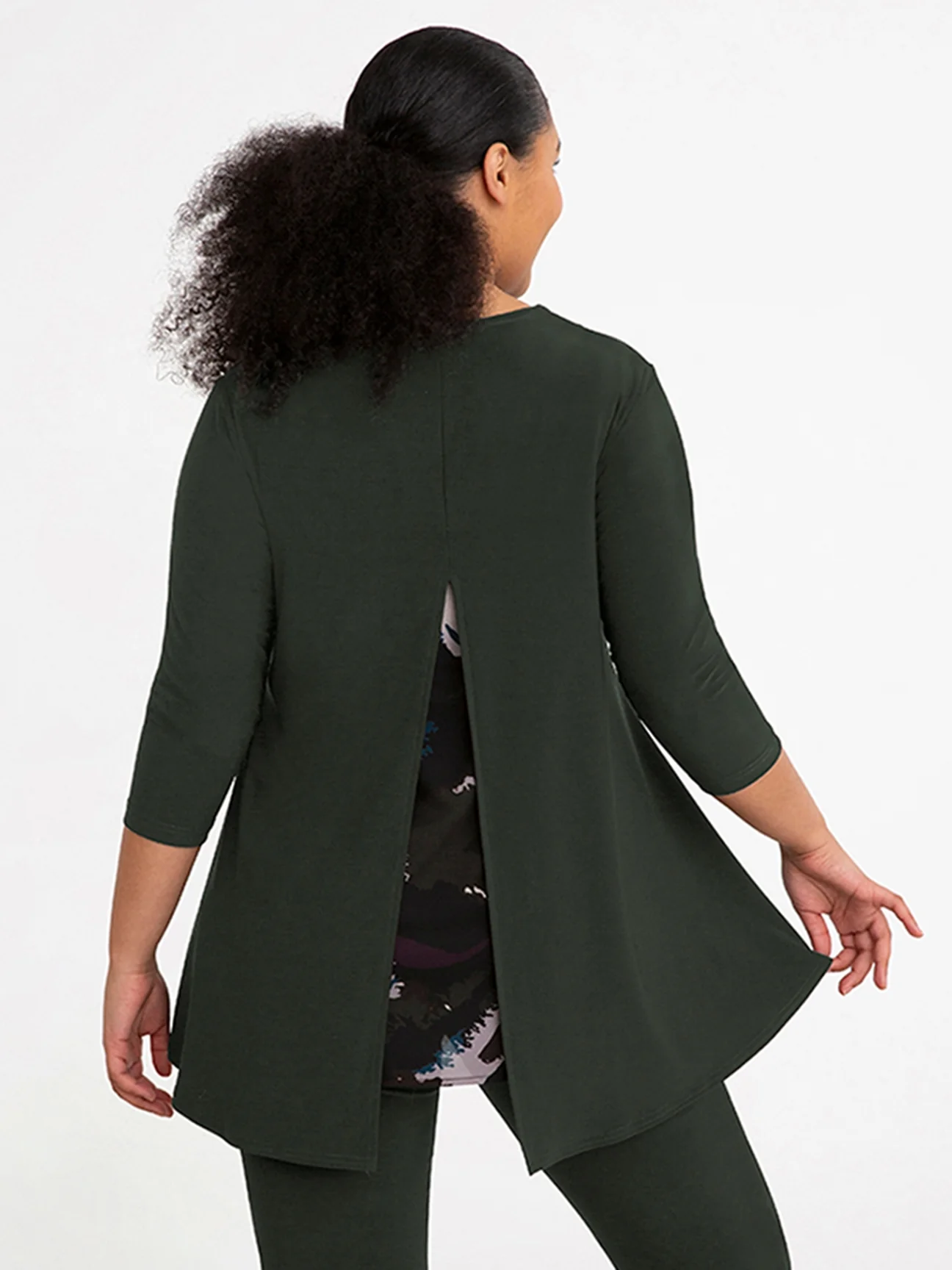 Nu Whisper Split Back Top in Seaweed/Mineral