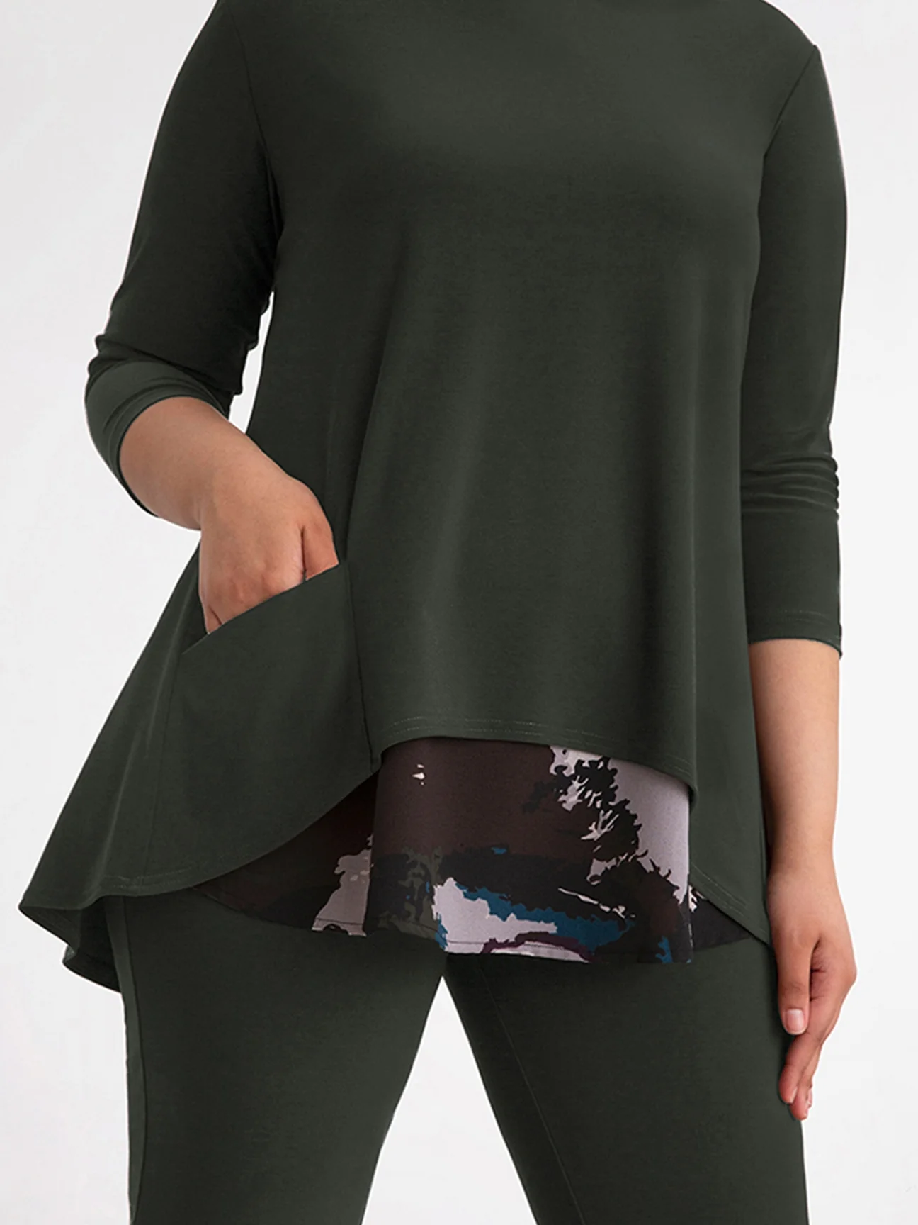 Nu Whisper Split Back Top in Seaweed/Mineral