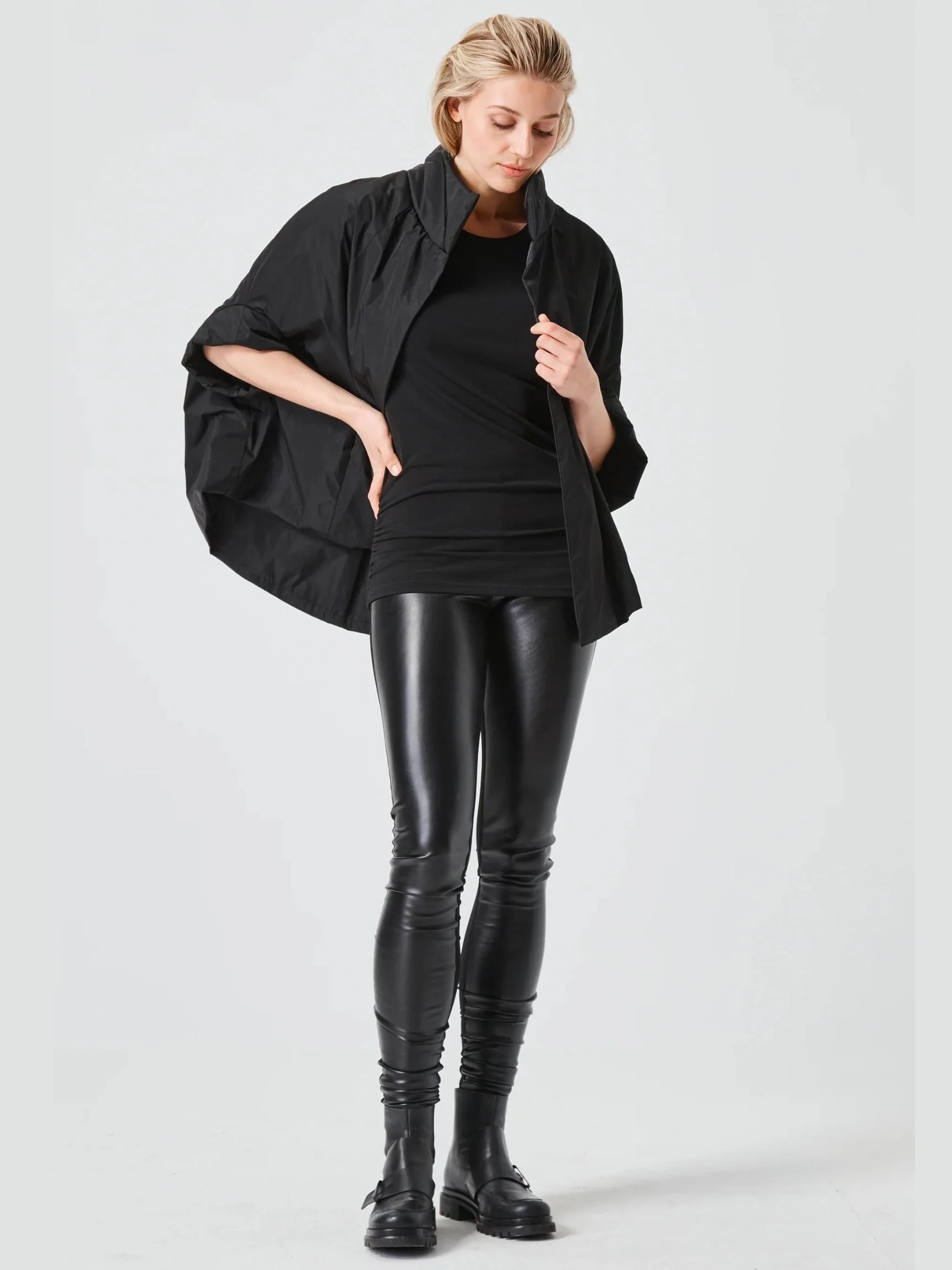 Nylon Chic Cape in Black