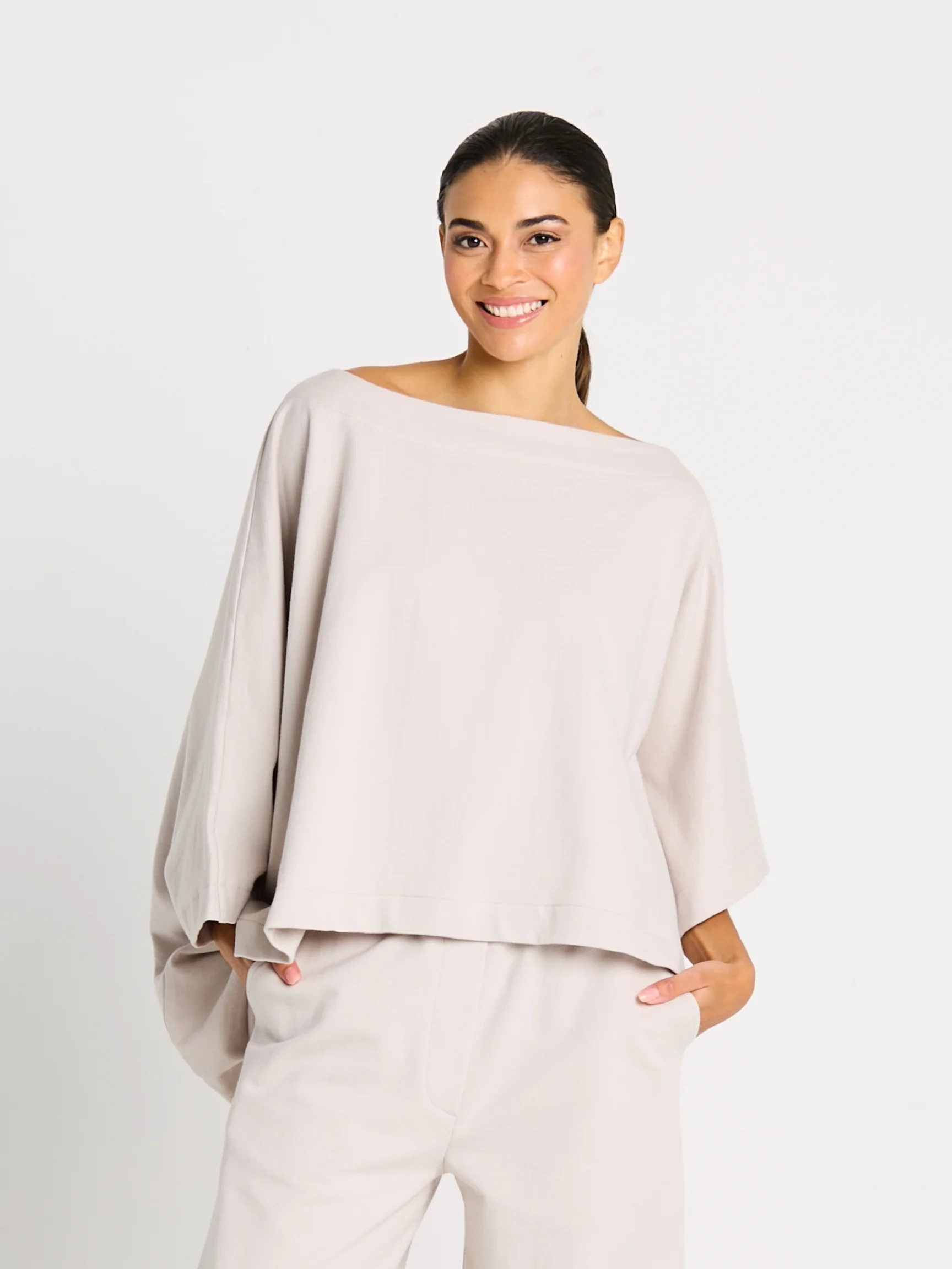 Off The Shoulder Blouson in Putty