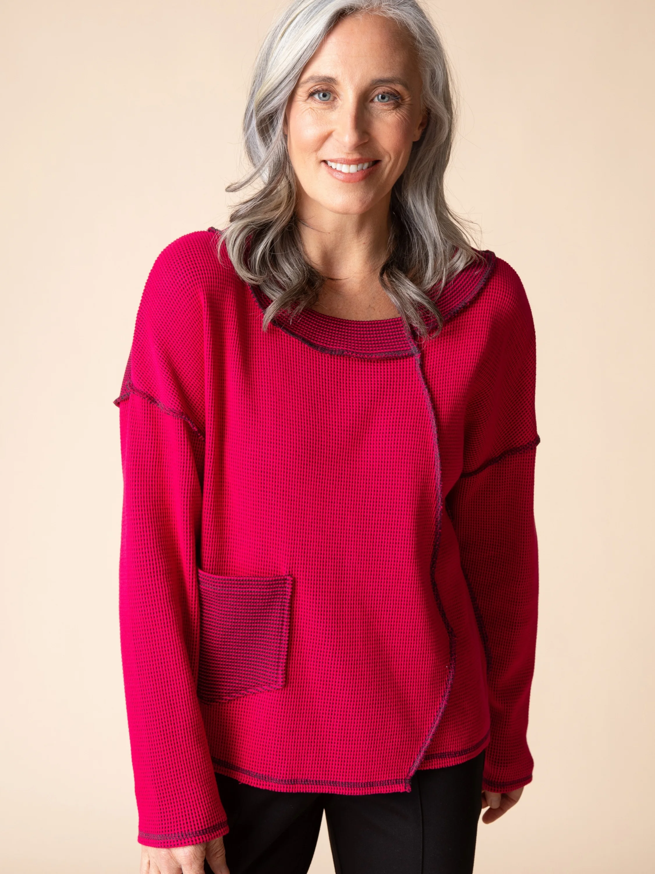 Opposites Attract Pullover in Fuschia