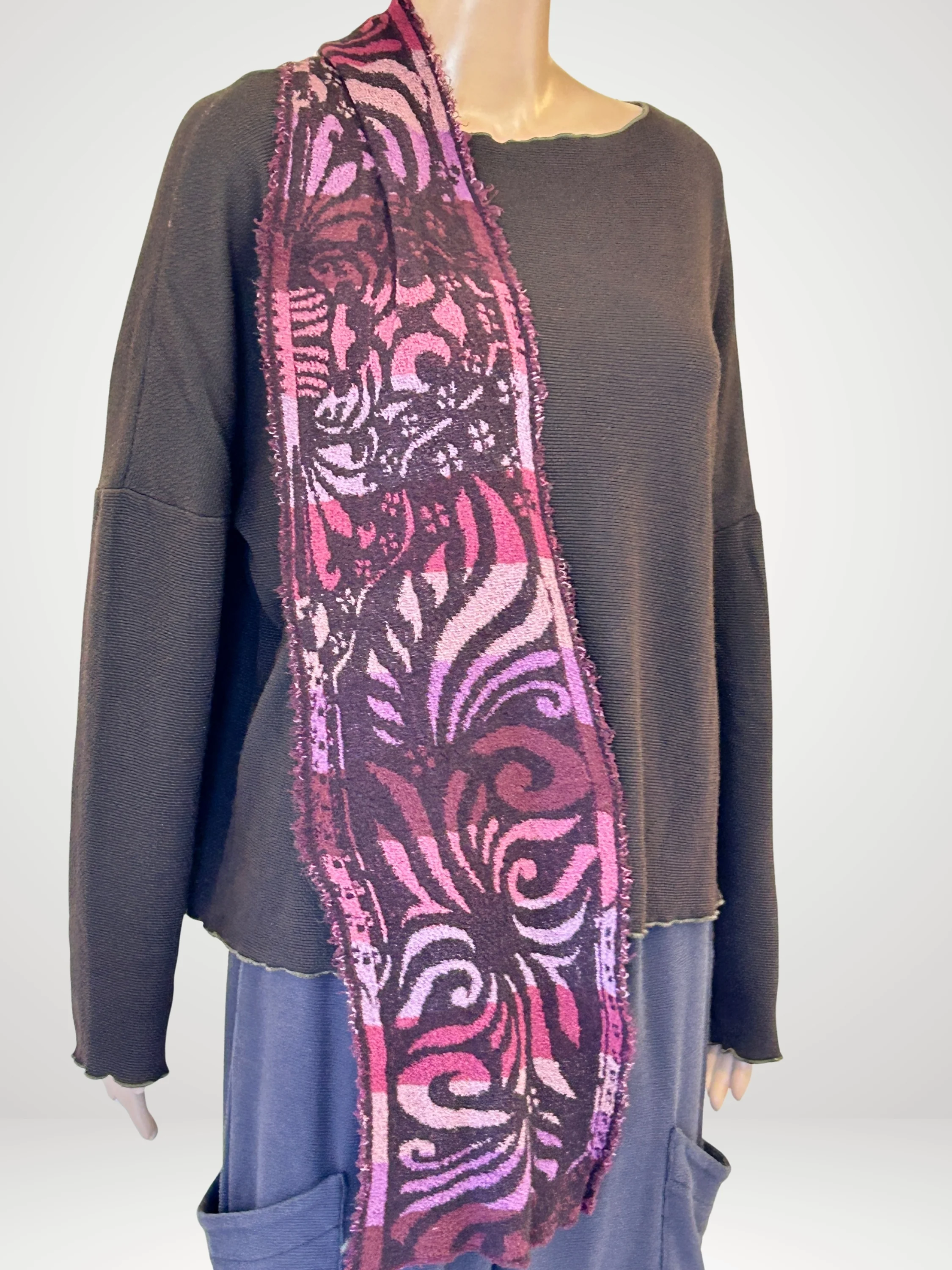 Orchid Mosaic Scarf in Wine