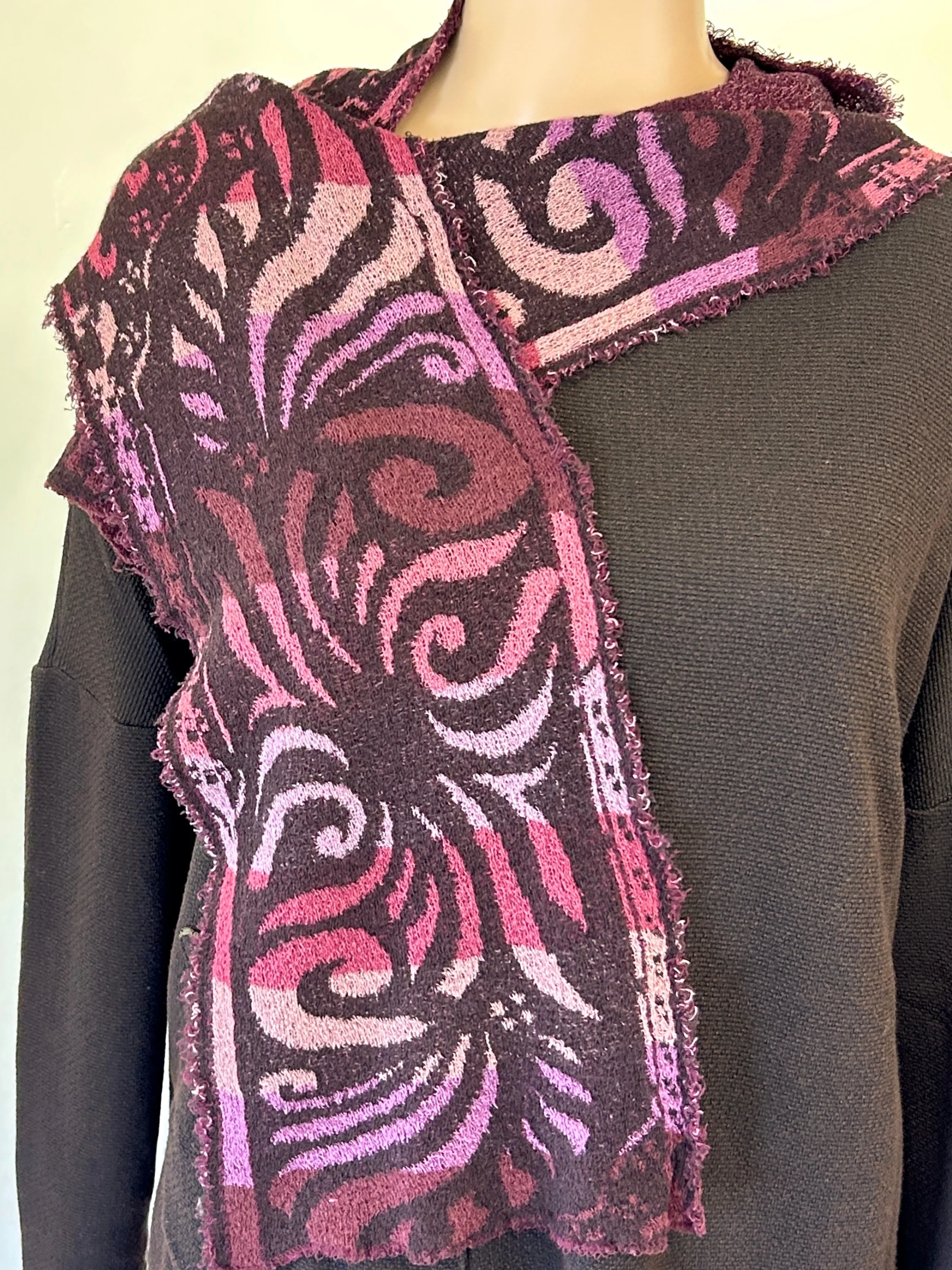 Orchid Mosaic Scarf in Wine