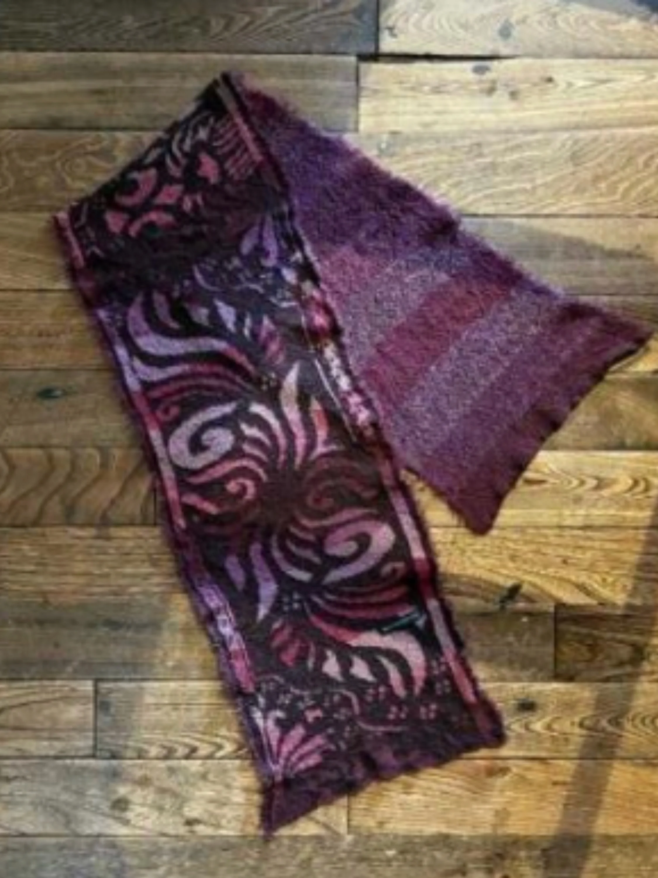 Orchid Mosaic Scarf in Wine