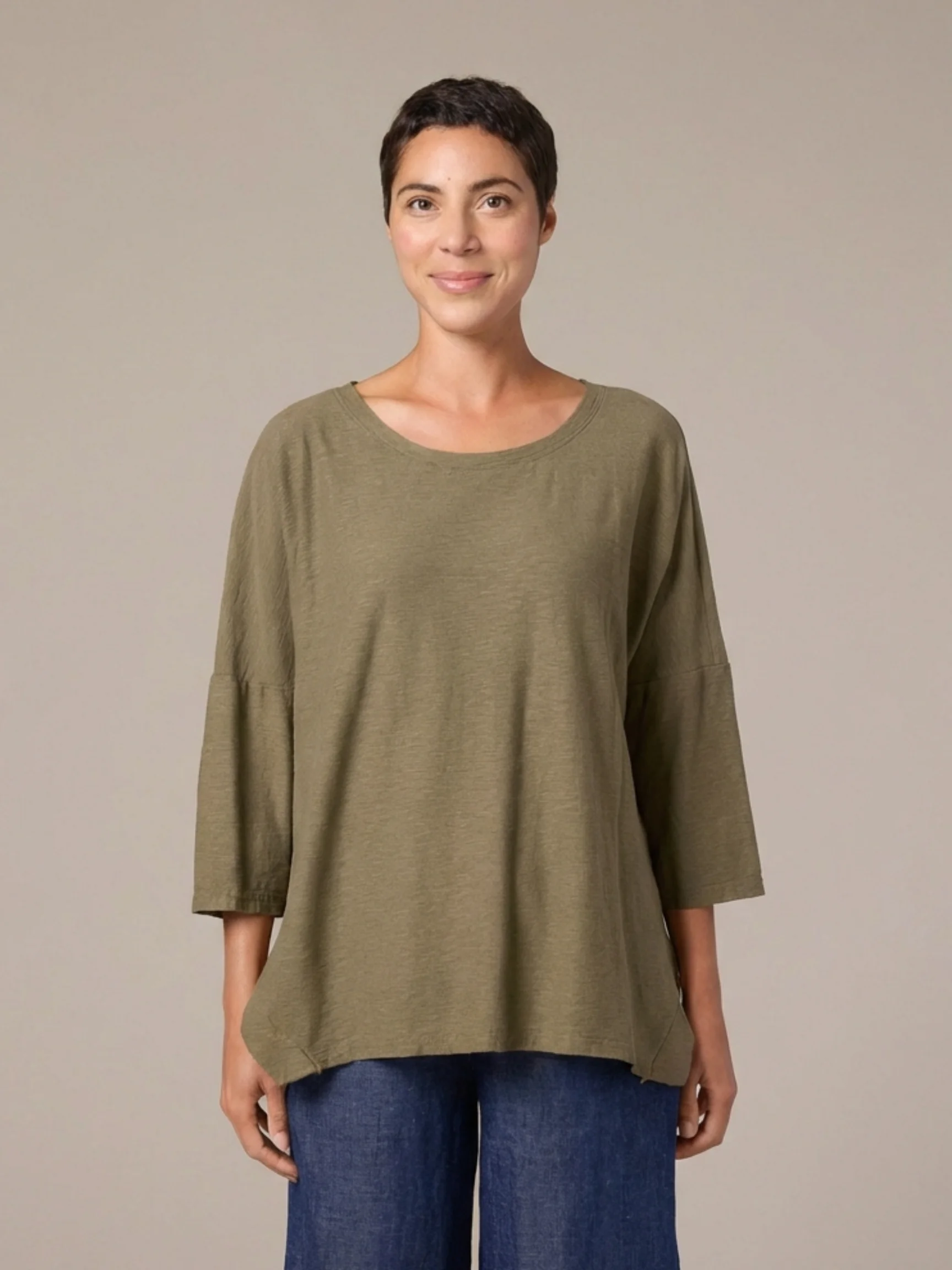 Osize Boxy Top in Balsam Green