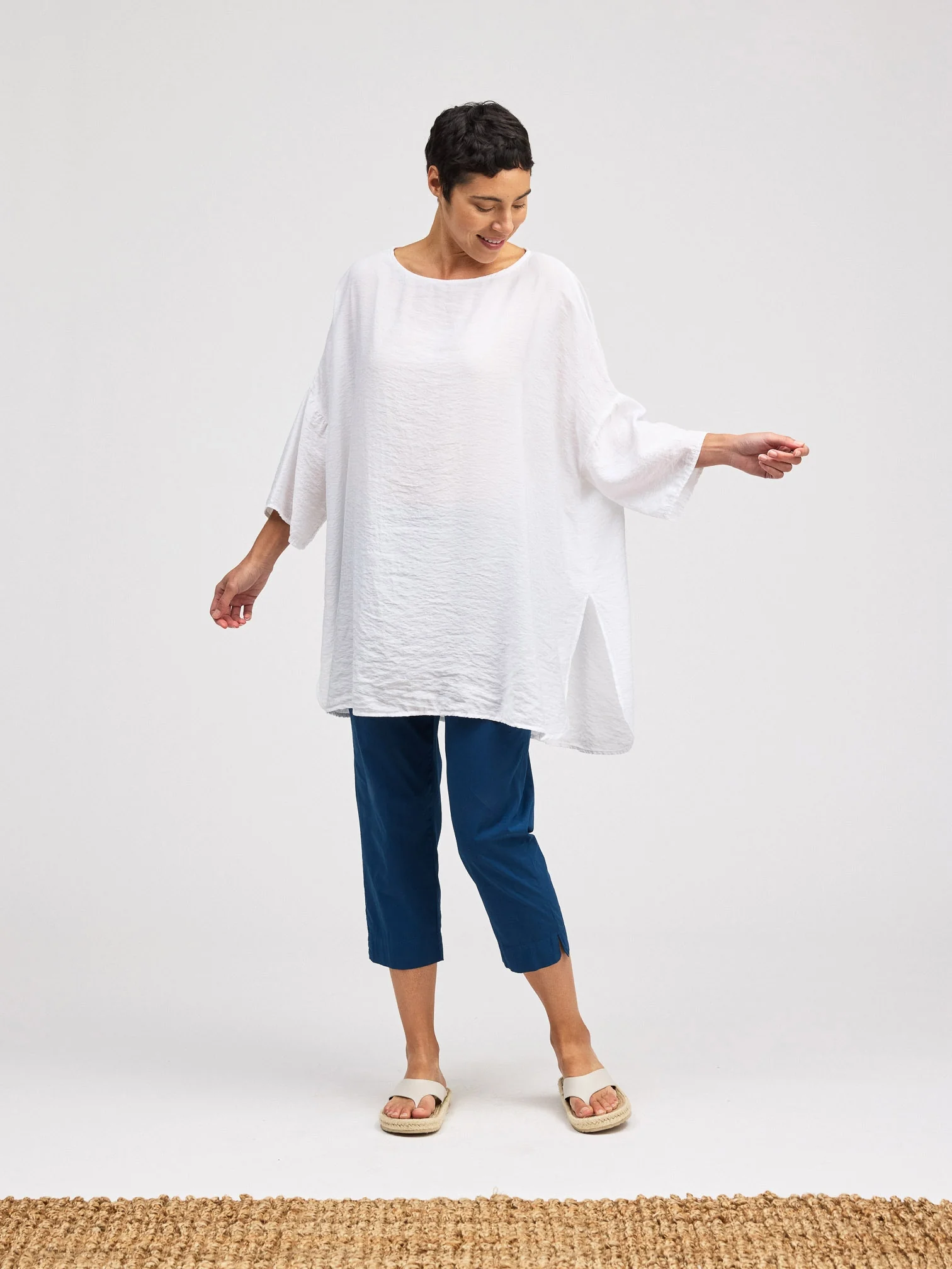 Osize Slit Tunic in White
