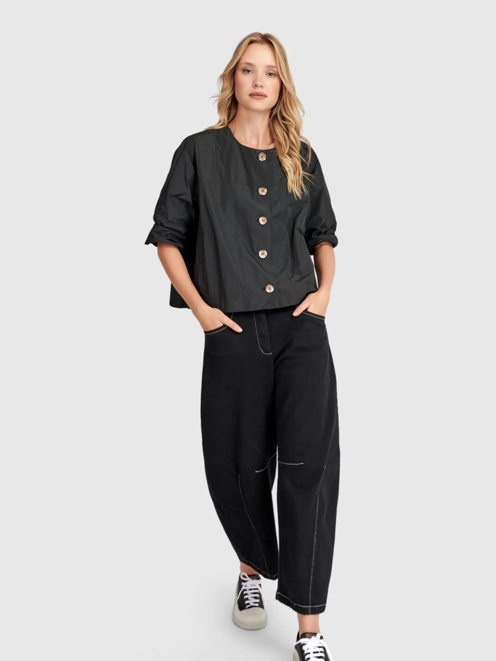 Oversized Buttons Jacket in Black