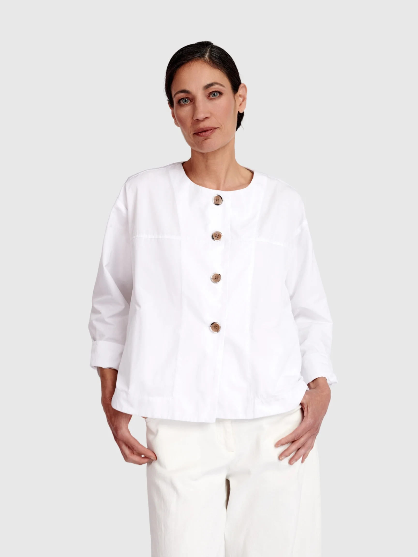 Oversized Buttons Jacket in White