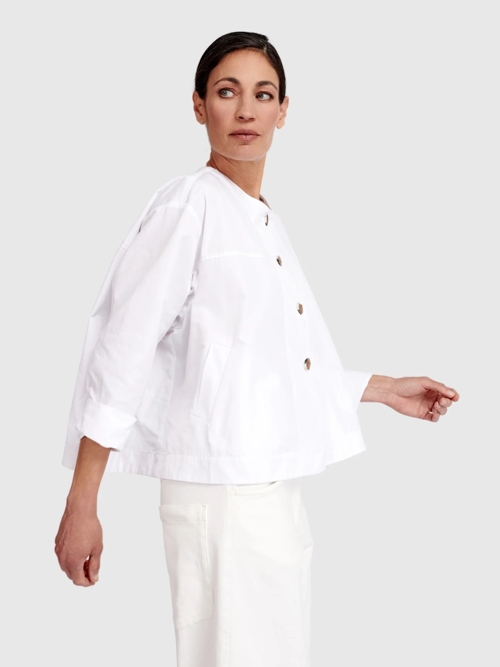 Oversized Buttons Jacket in White