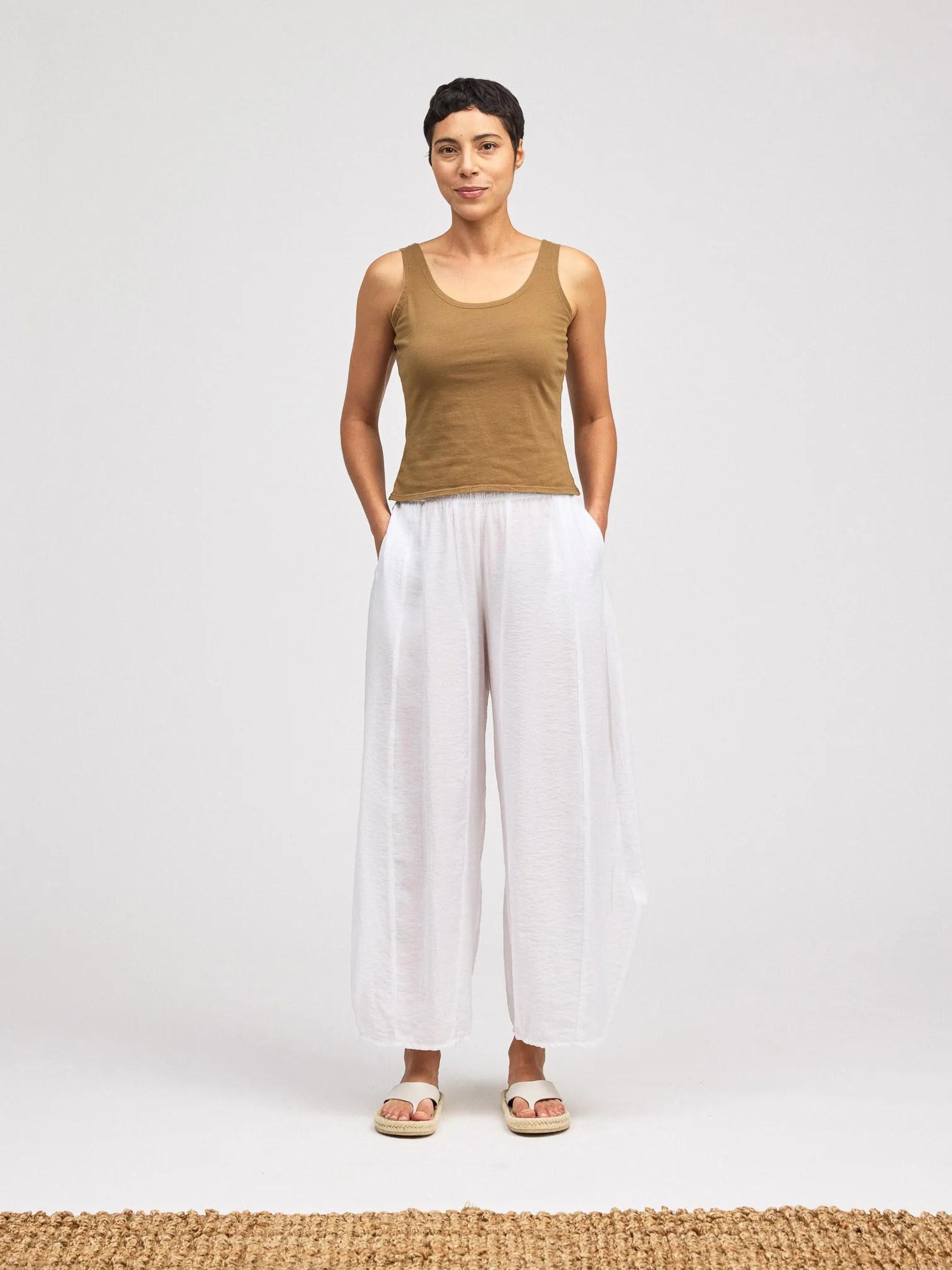 Panel Lantern Pant in White
