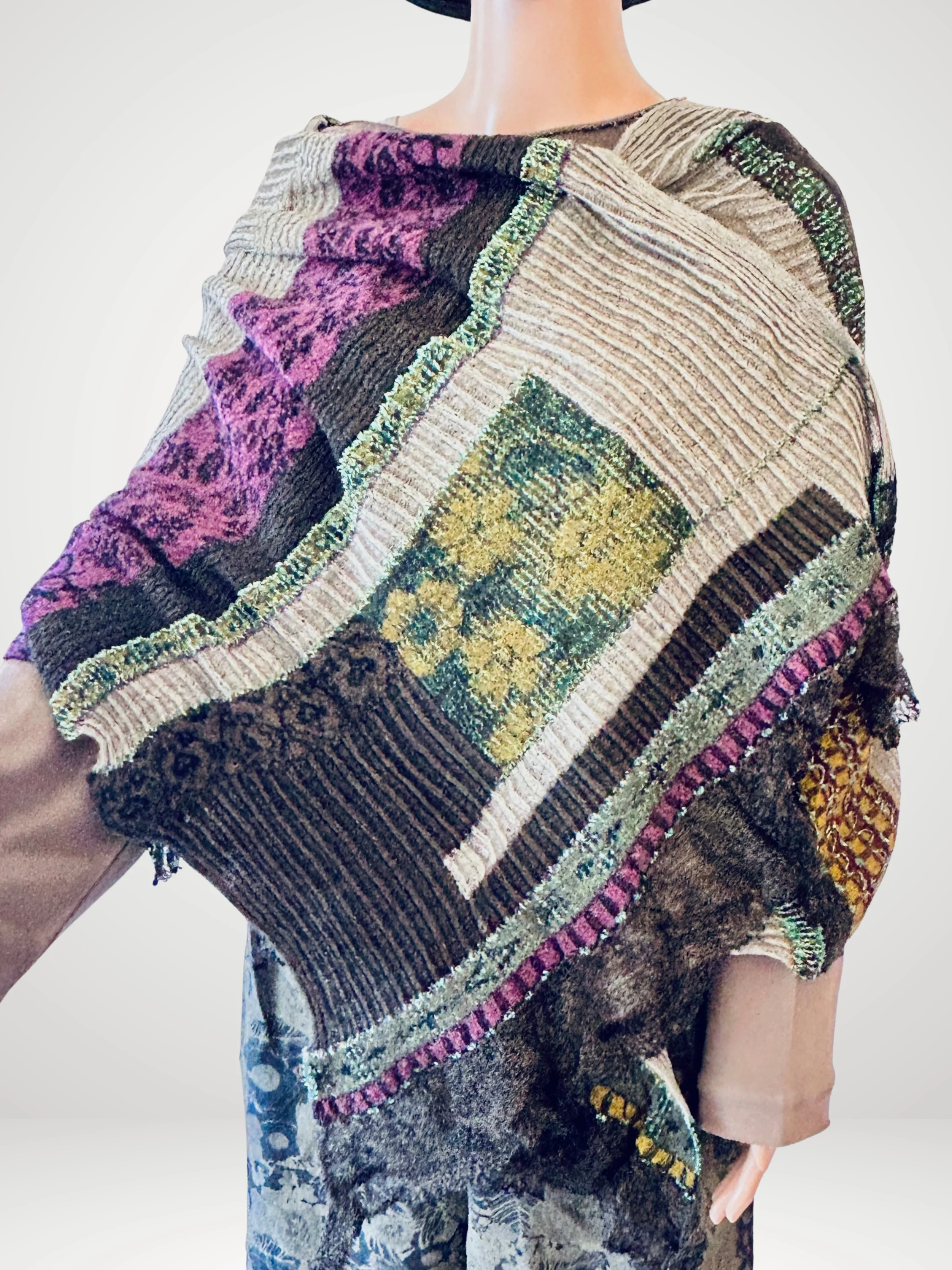 Patchwork Shawl in Gray