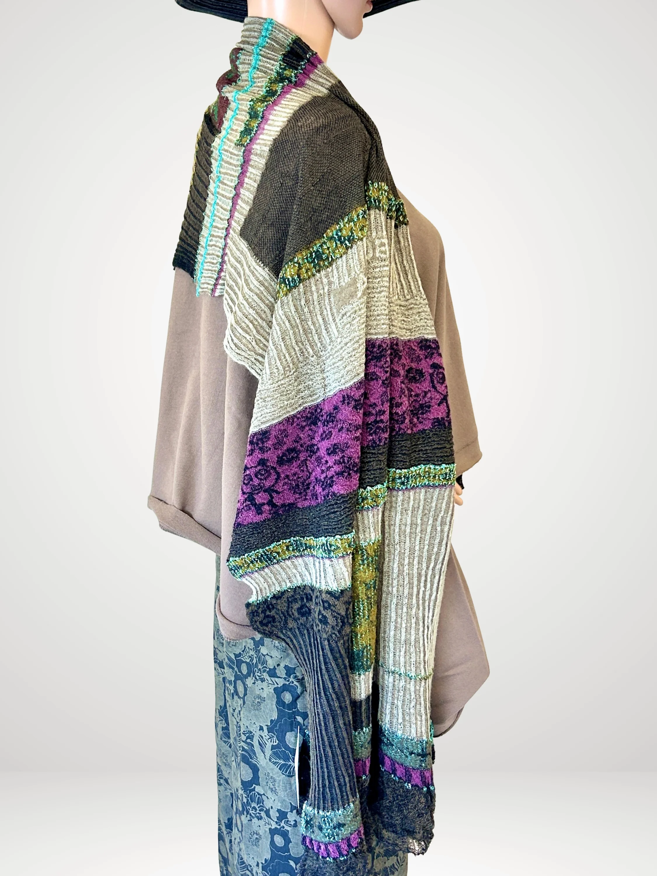 Patchwork Shawl in Gray