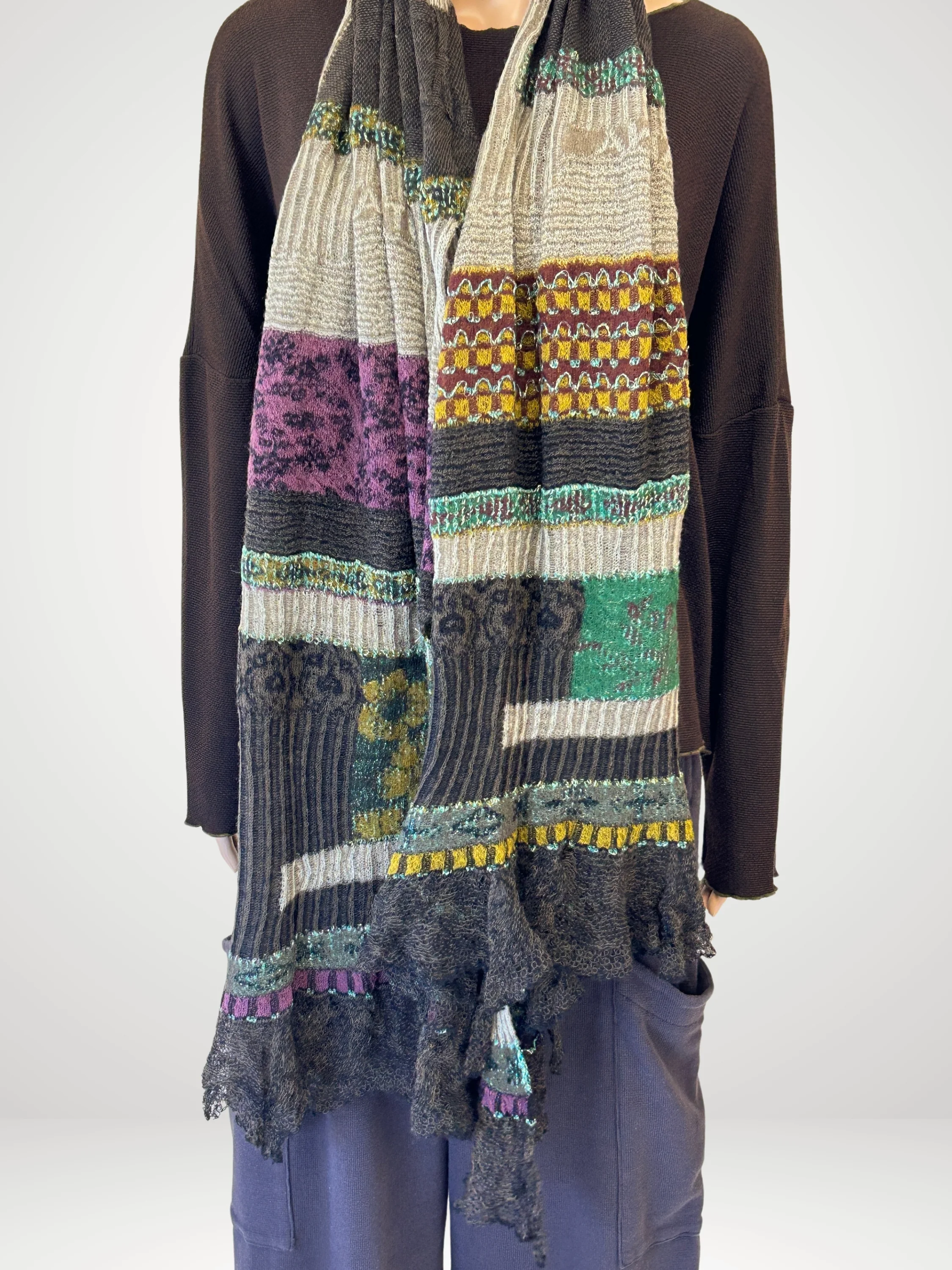 Patchwork Shawl in Gray