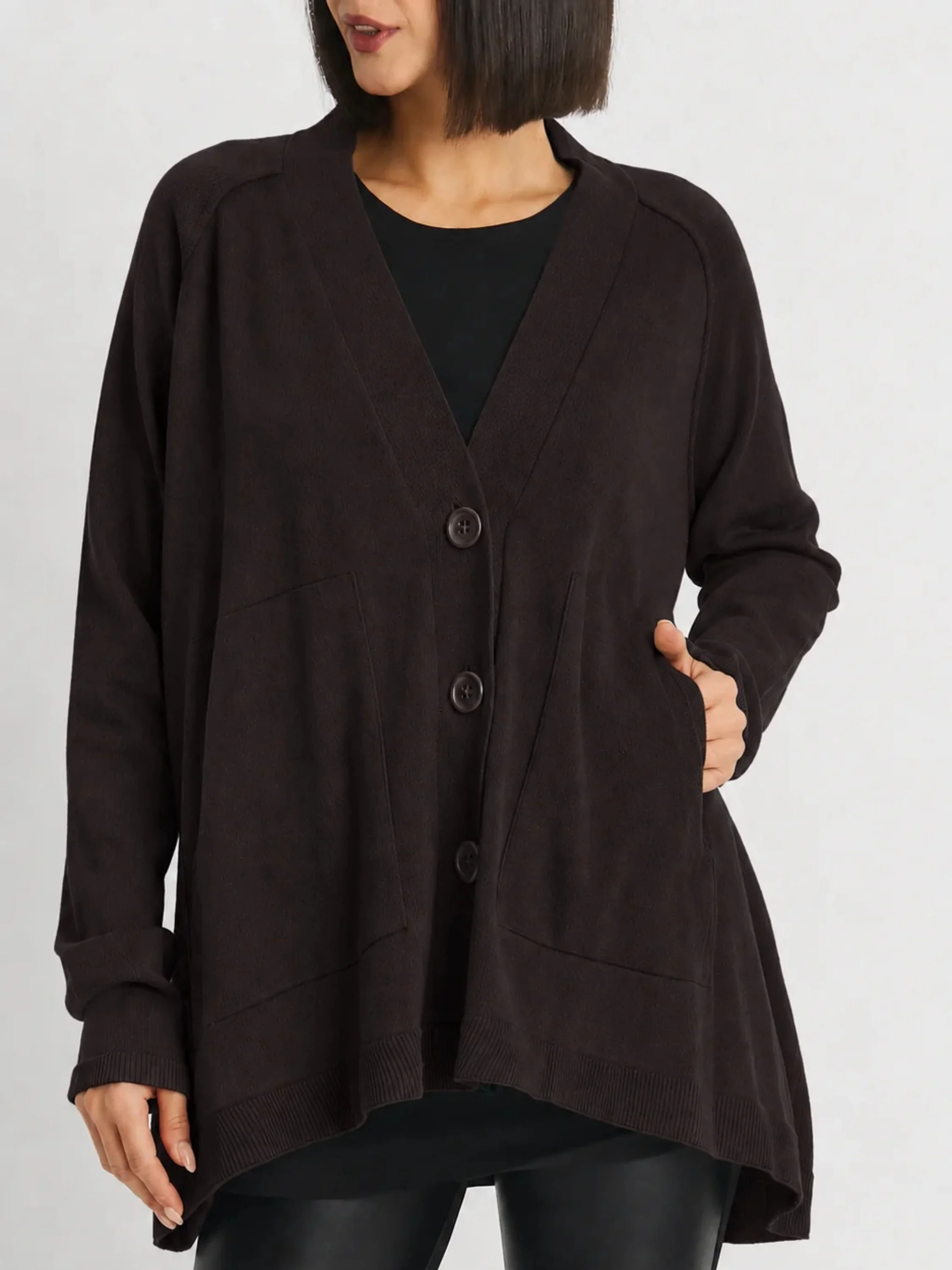 Pima Cotton Varsity Cardigan in Raisin