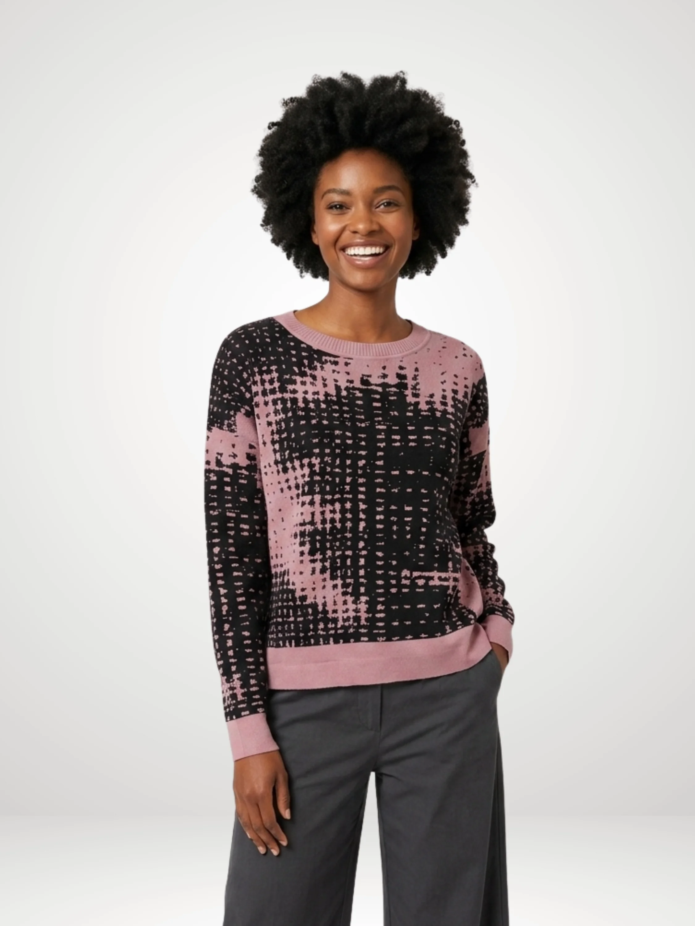 Pixels Sweater in Midnight/Elderberry