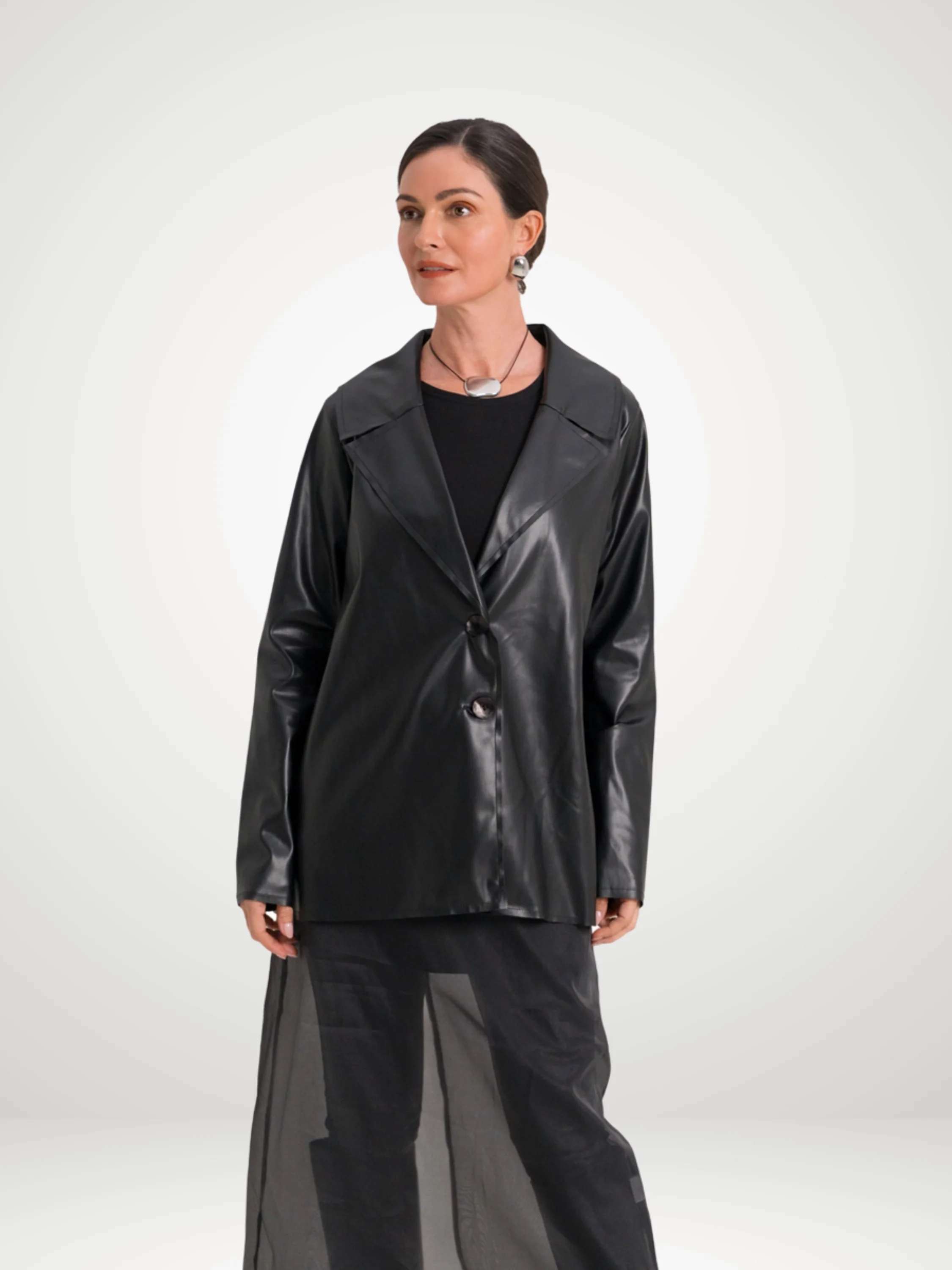 Pleat Back Jacket in Black