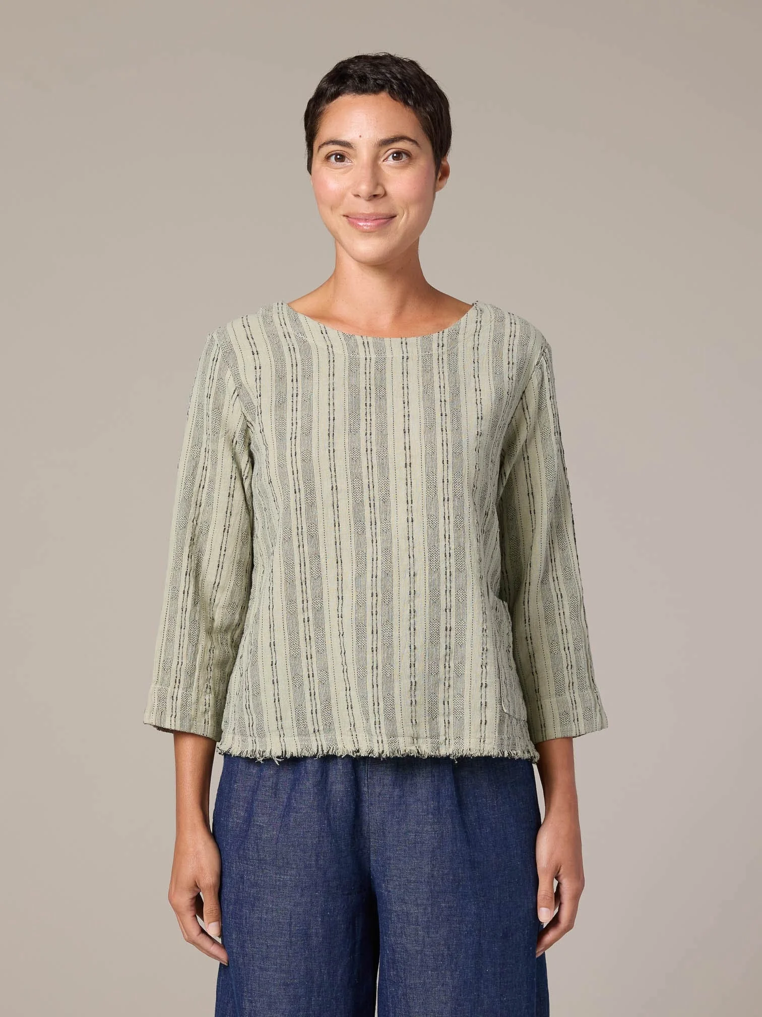 Pocket 3/4 Slv Shell in Balsam Green