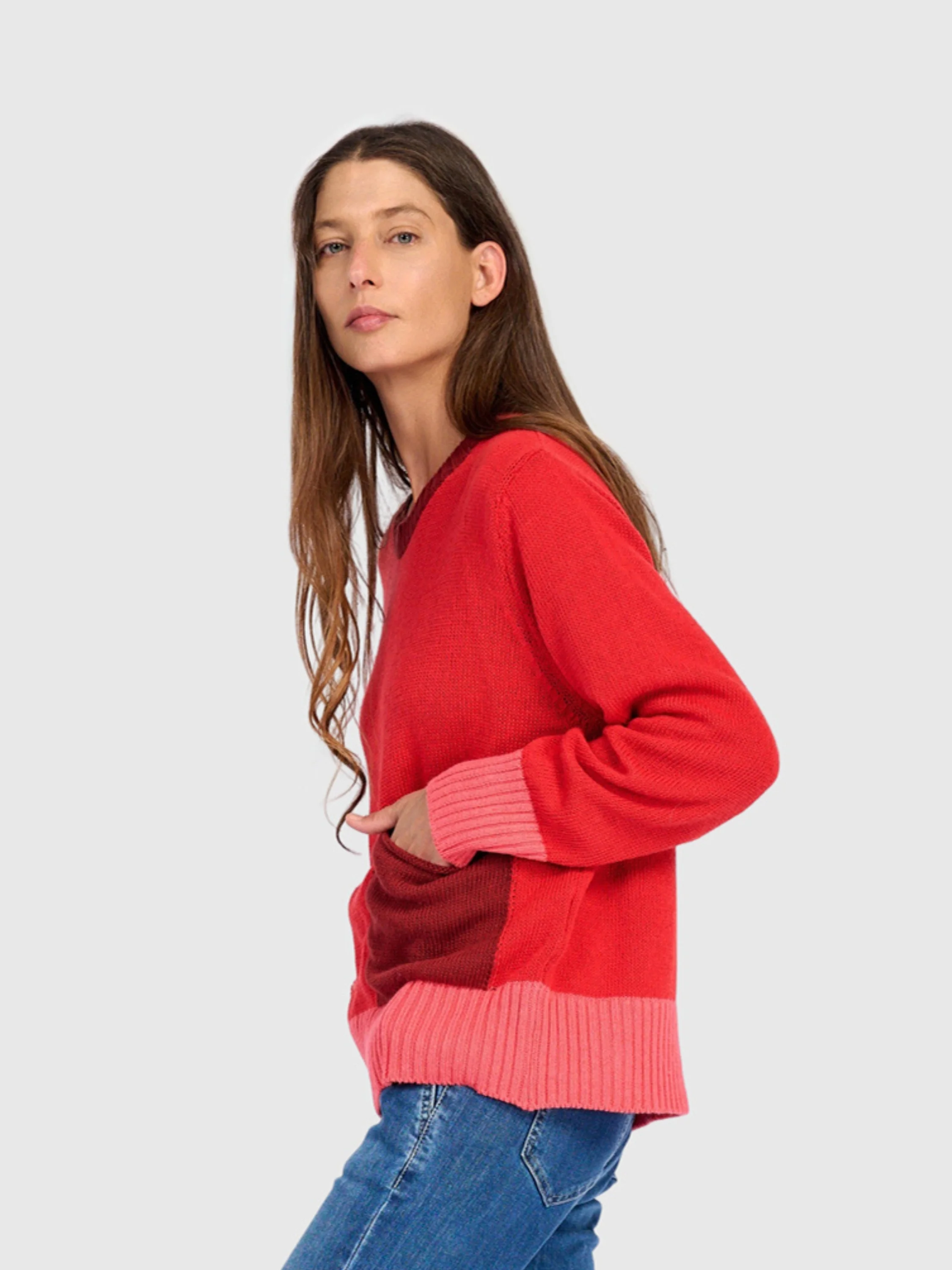 Pocket Sweater in Red