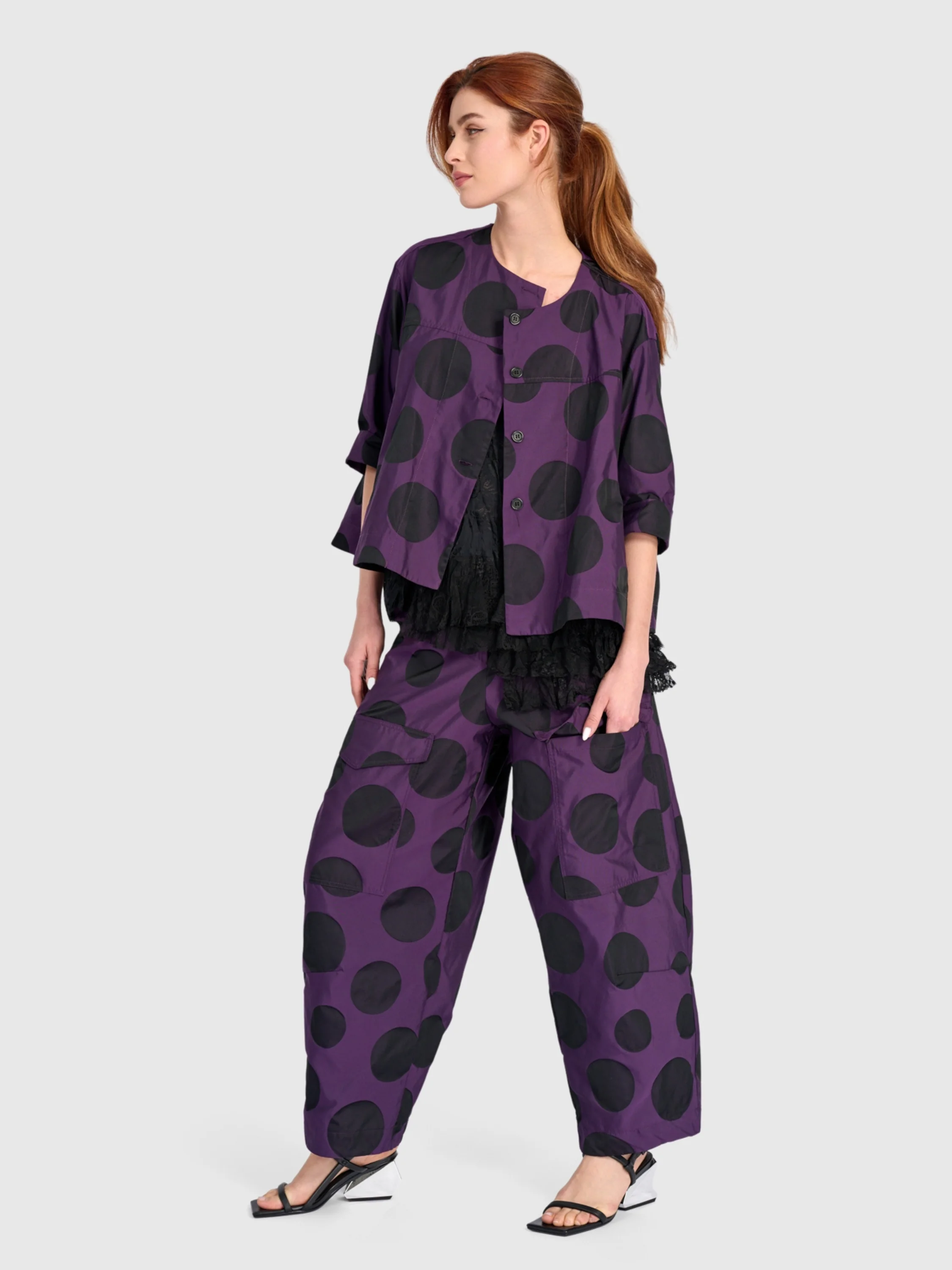 Polka Dot Cargo Pant in Violet