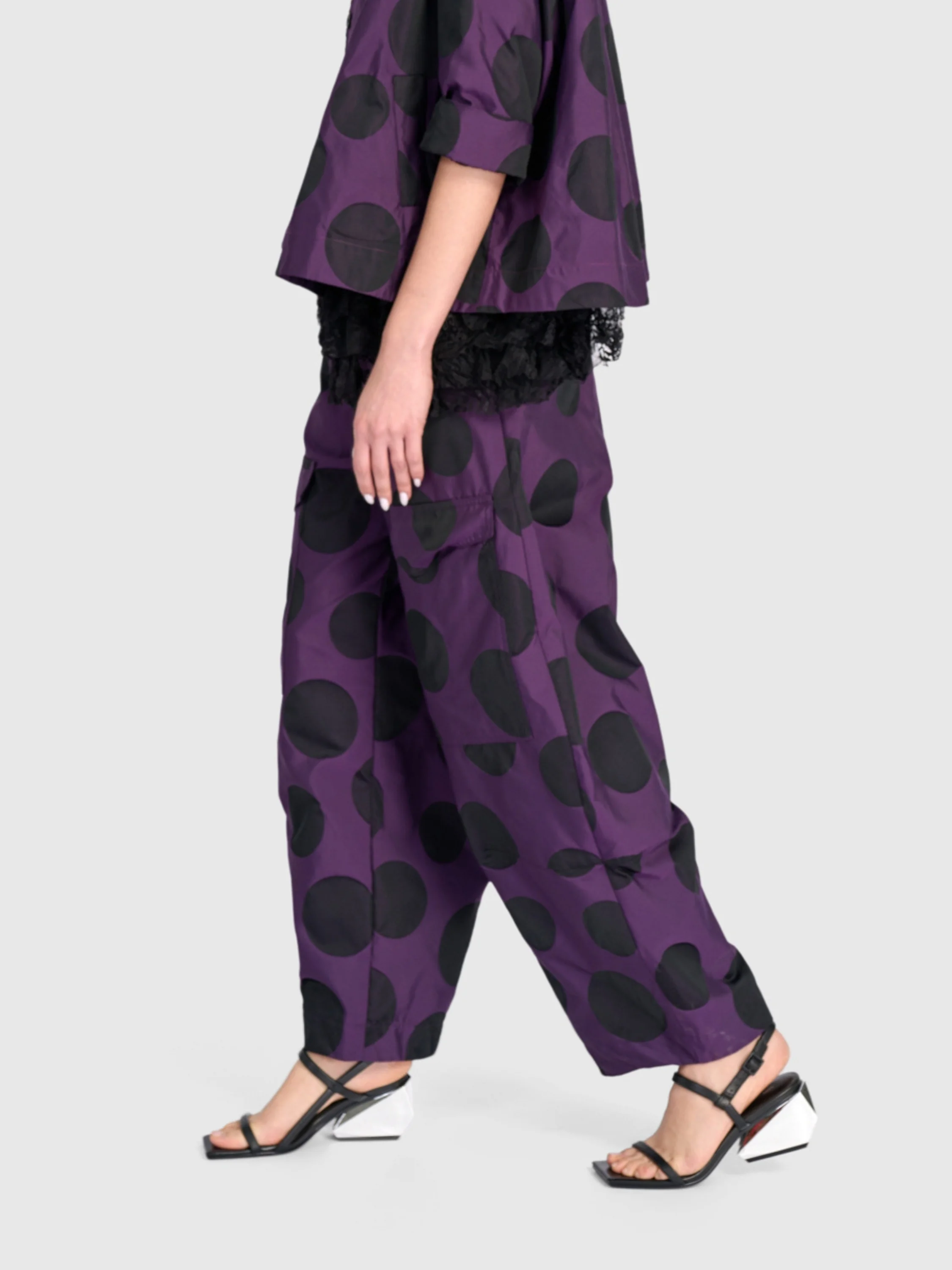 Polka Dot Cargo Pant in Violet