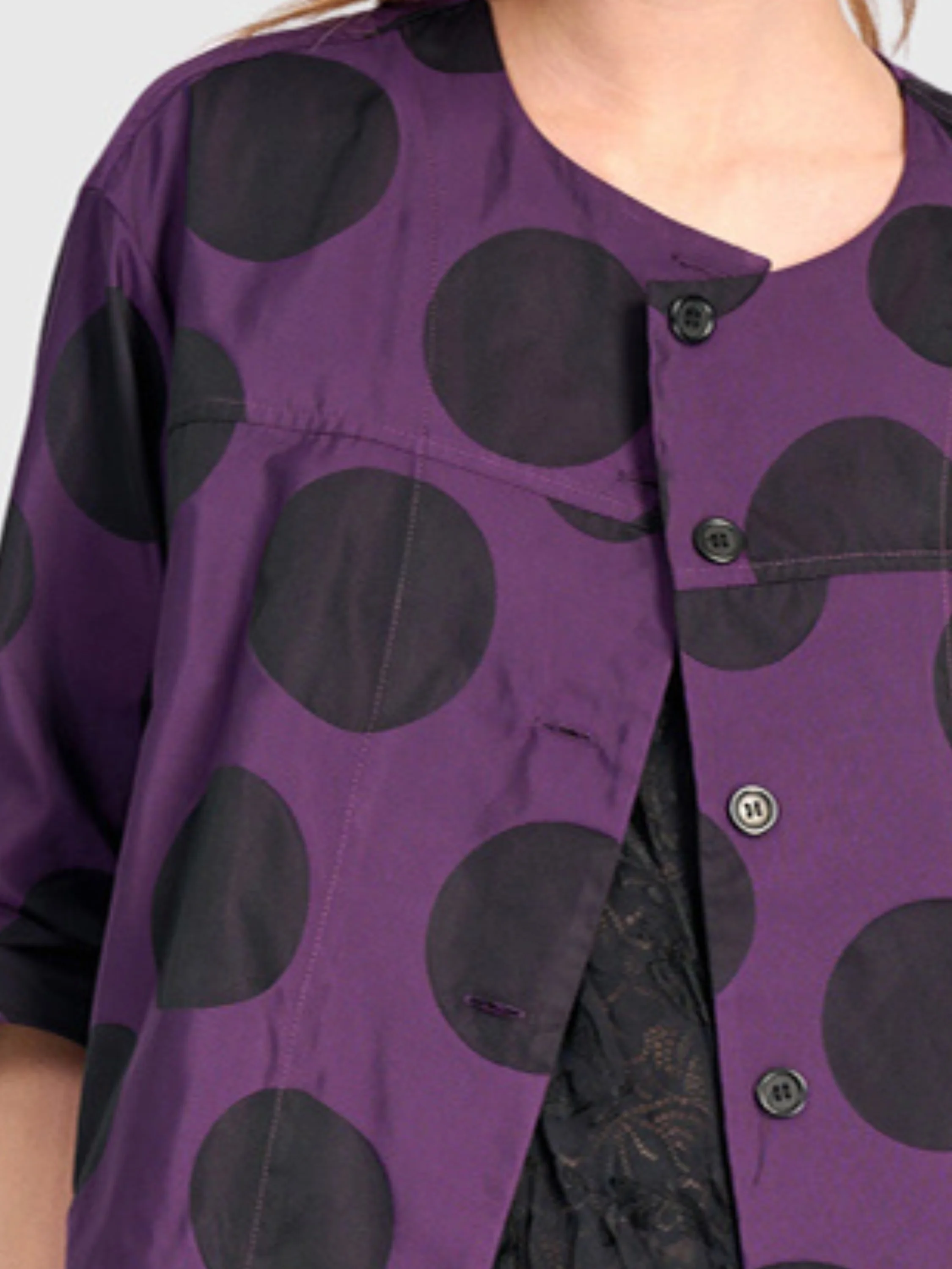 Polka Dot Cropped Jacket in Violet