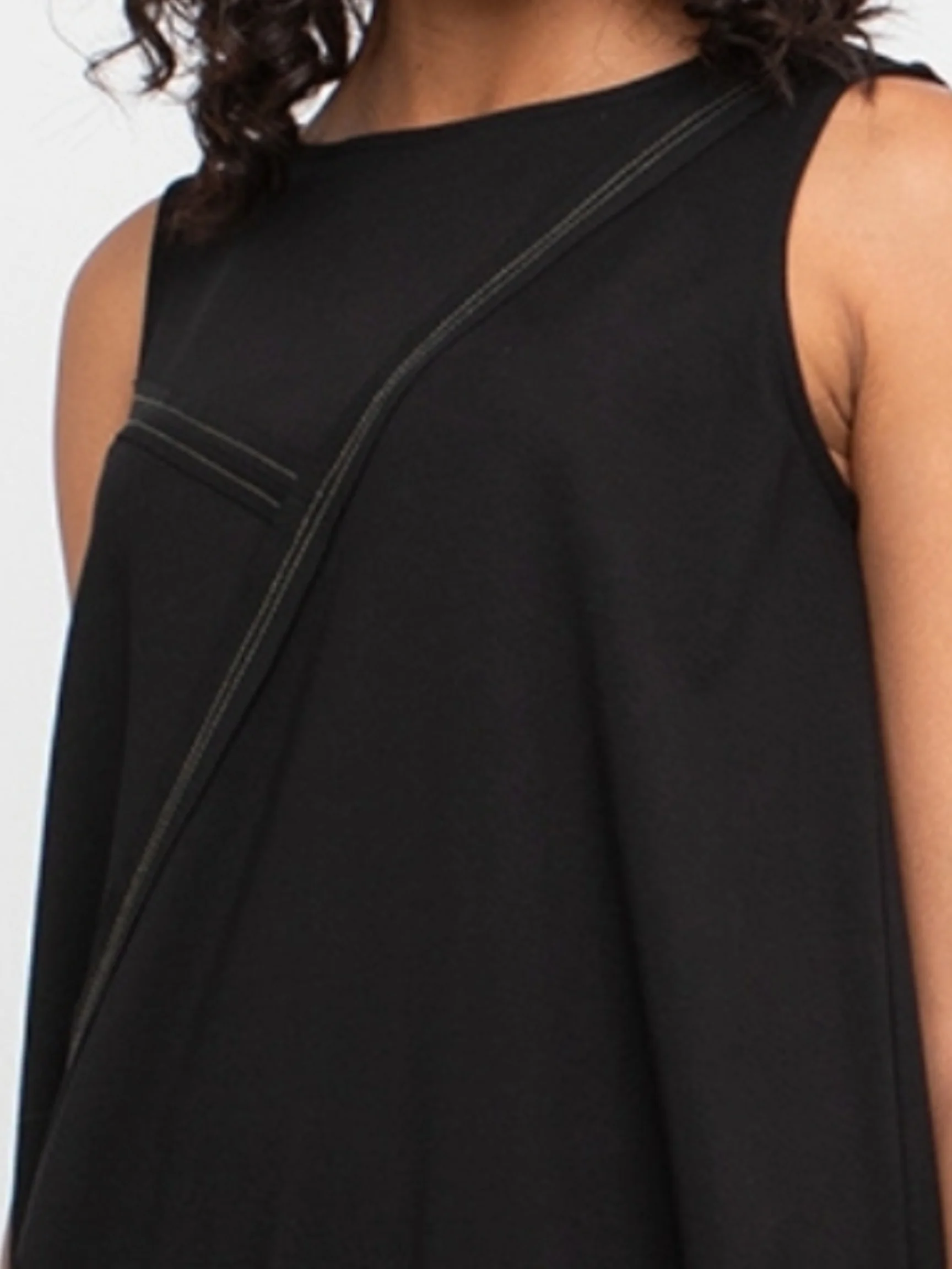 Ponte Stitch Point Tank in Black/Olive