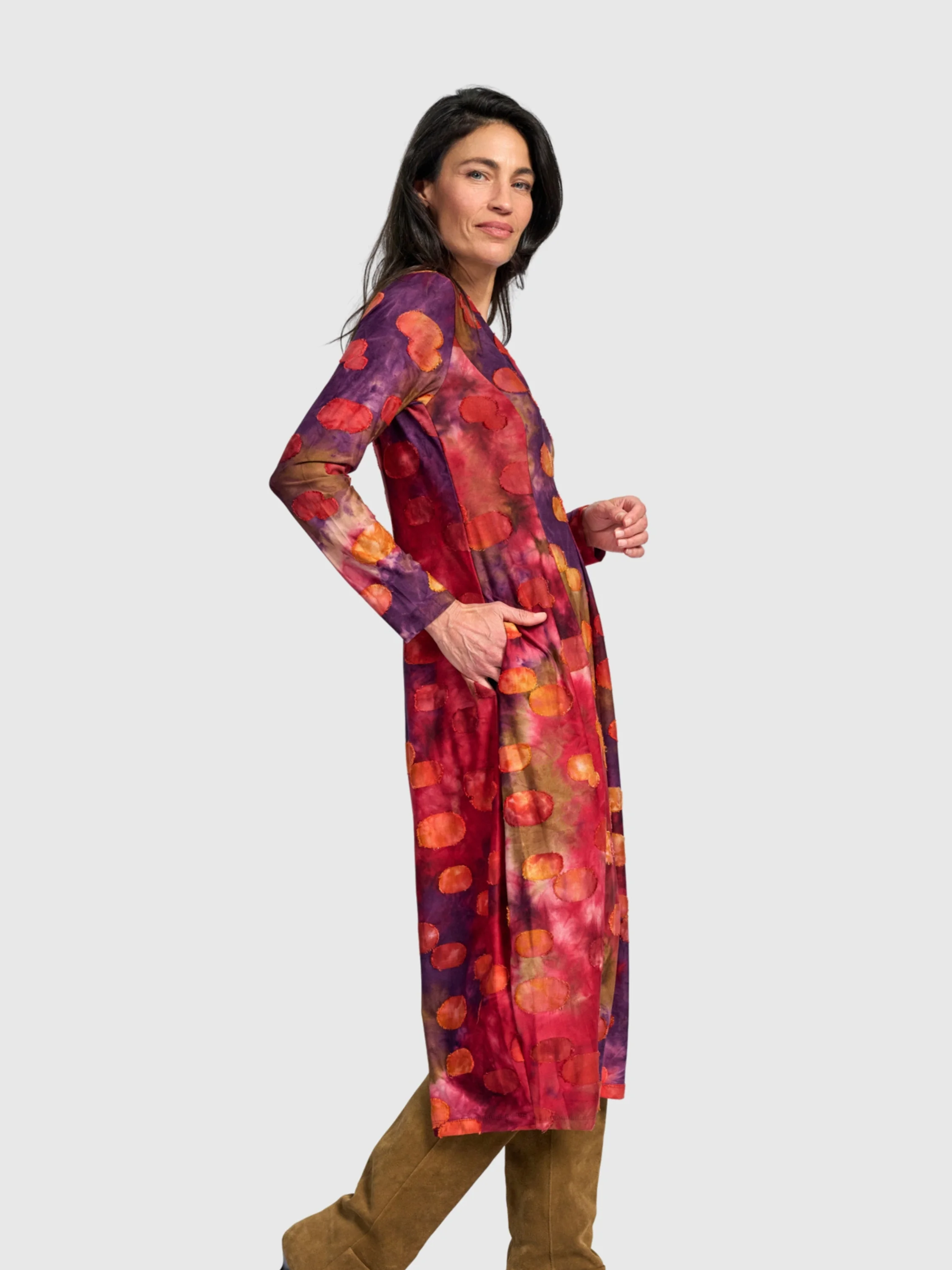 Printed Midi Dress in Berry